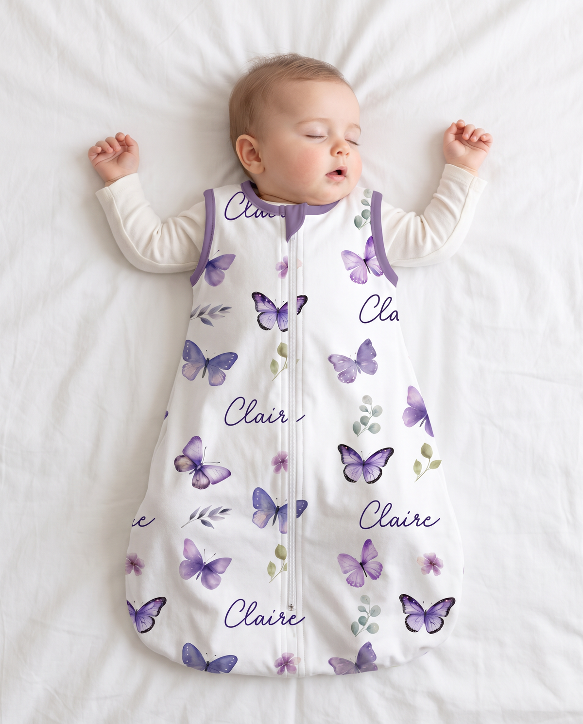 Personalized Sleep Bag in Purple Butterfly