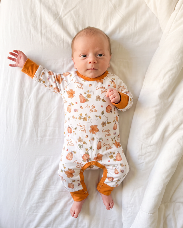 Personalized Long-sleeved Snap Romper in Enchanted Vine