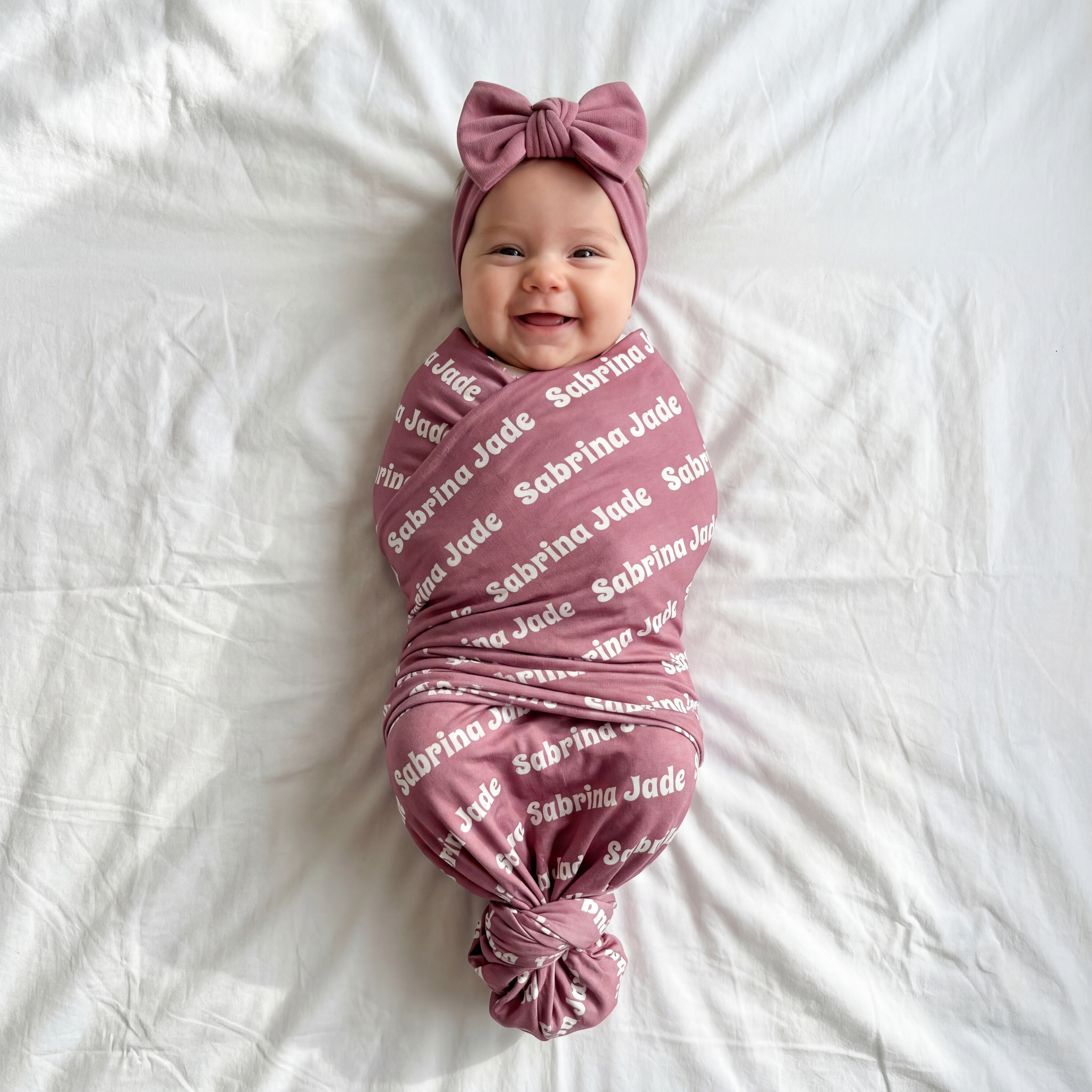 Personalized Swaddle Bubble Font in Rosewood