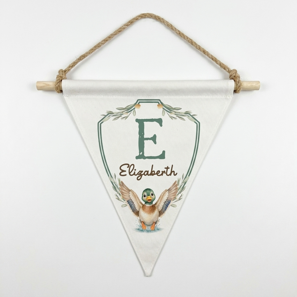 Personalized Triangle Pennants in Mallard