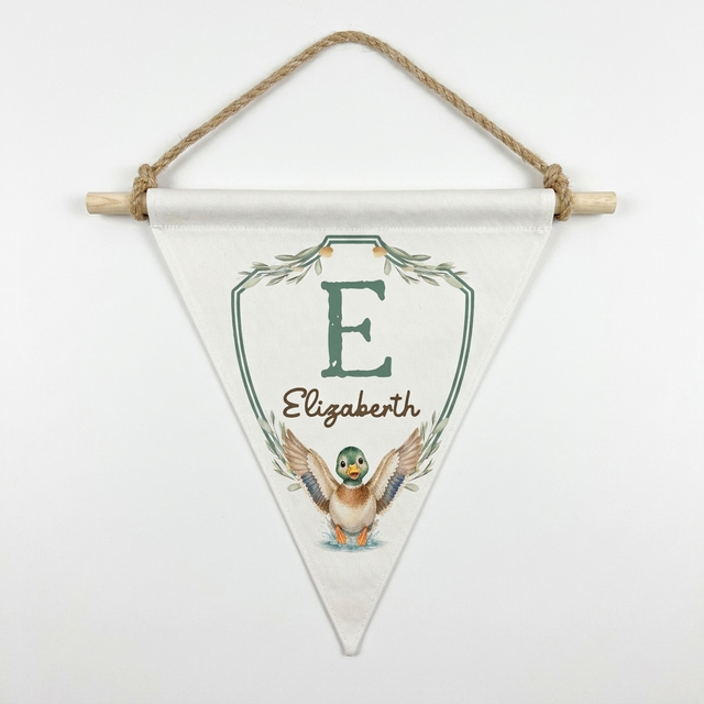 Personalized Triangle Pennants in Mallard