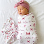 Personalized Swaddle in Pink Butterfly