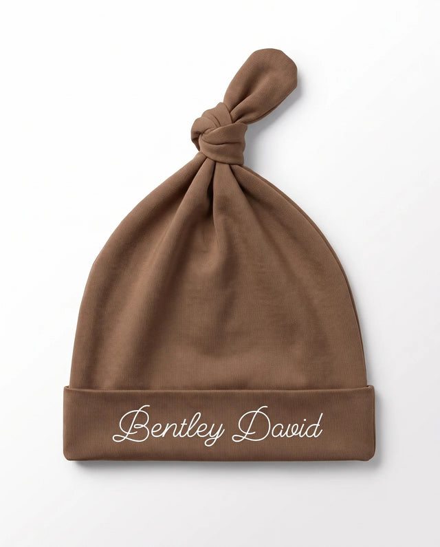 Personalized Knotted Hat in Brown