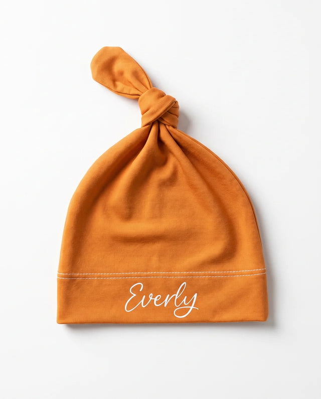 Personalized Knotted Hat in Orange