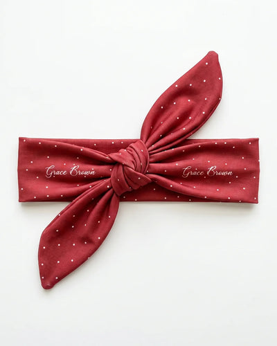 Personalized Knotted Headband in Cherry