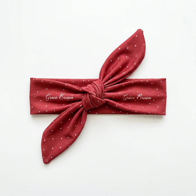 Personalized Knotted Headband in Cherry
