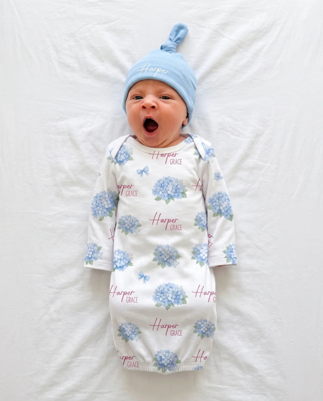 Personalized Sleep Gown in Blue Hydrangea