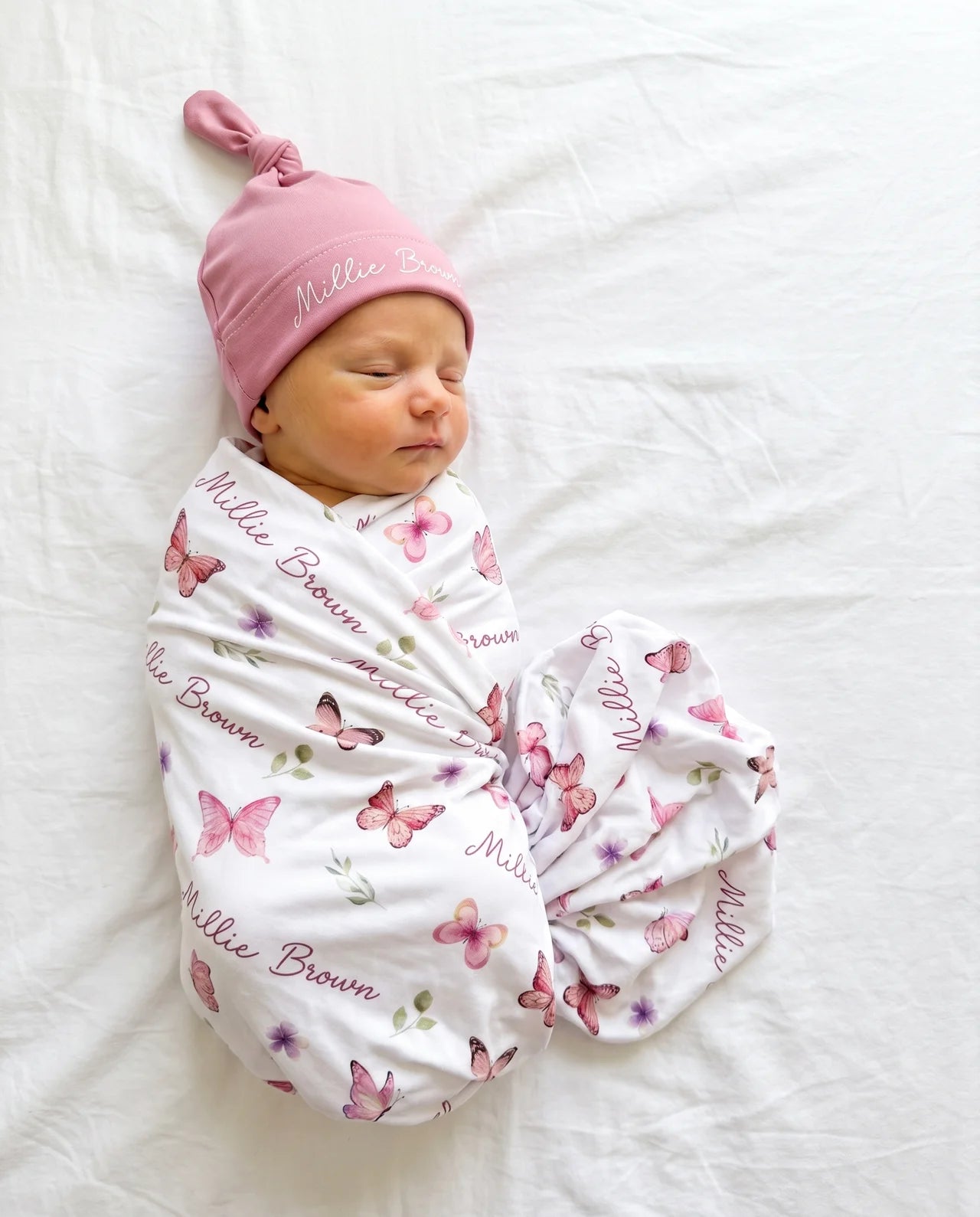 Personalized Swaddle in Pink Butterfly