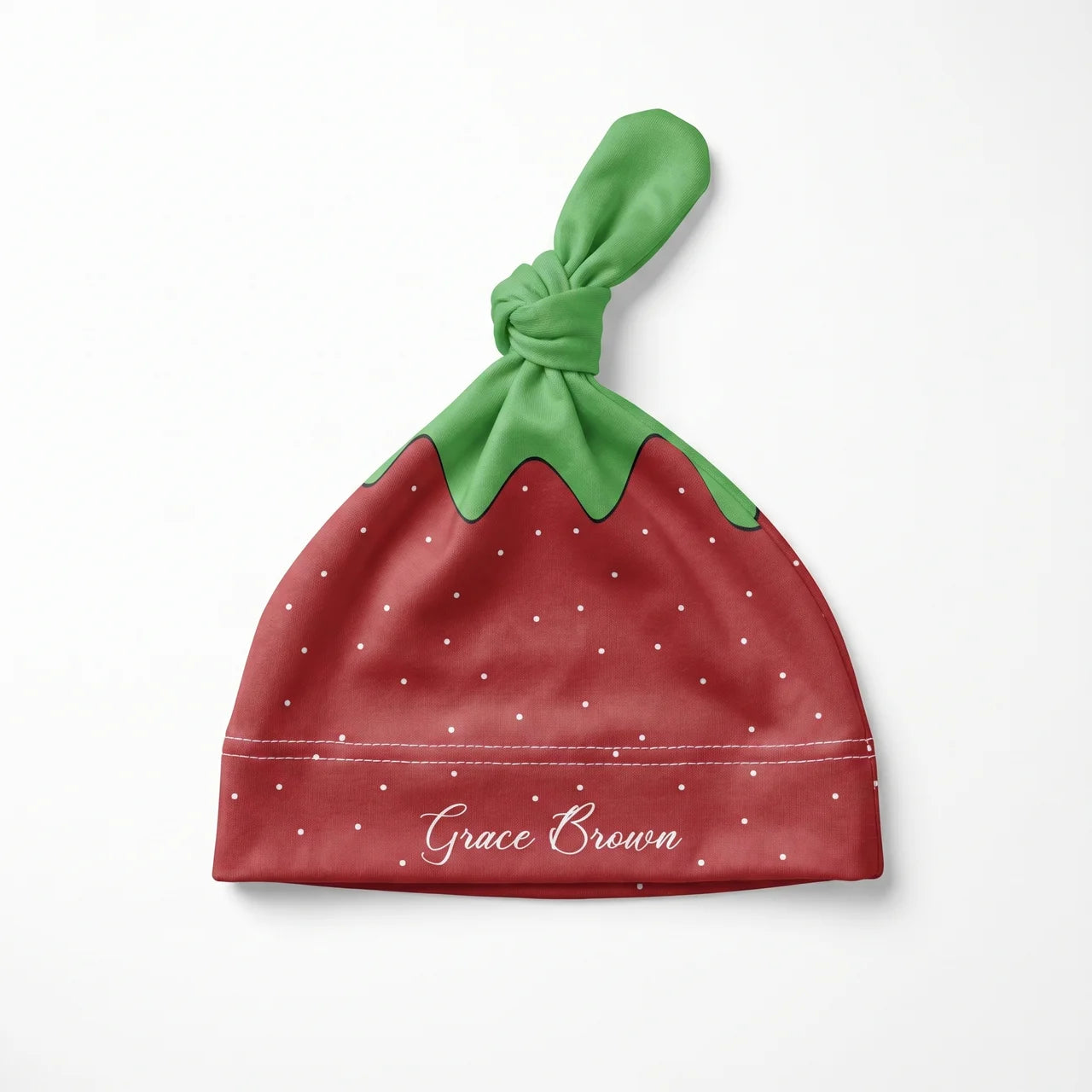 Personalized Knotted Hat in Cherry