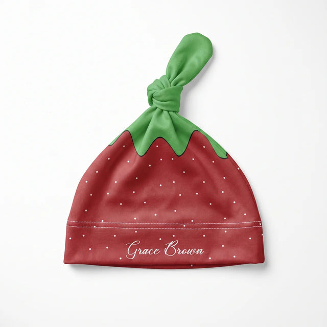 Personalized Knotted Hat in Cherry