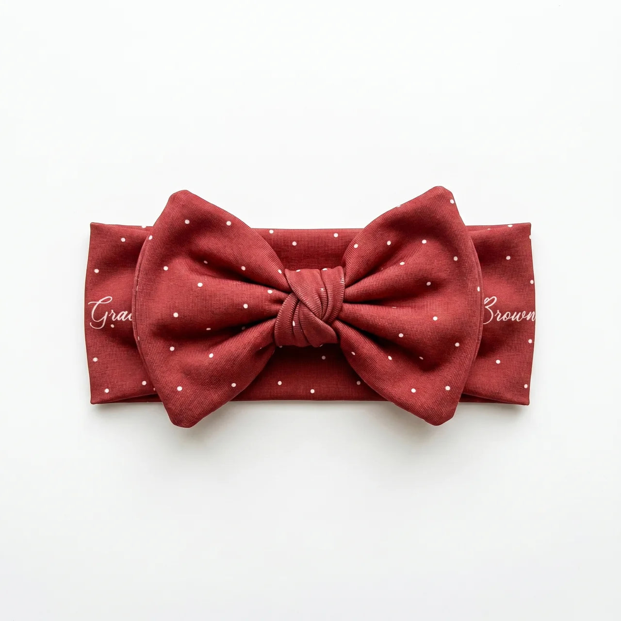Personalized Bow Headband in Cherry