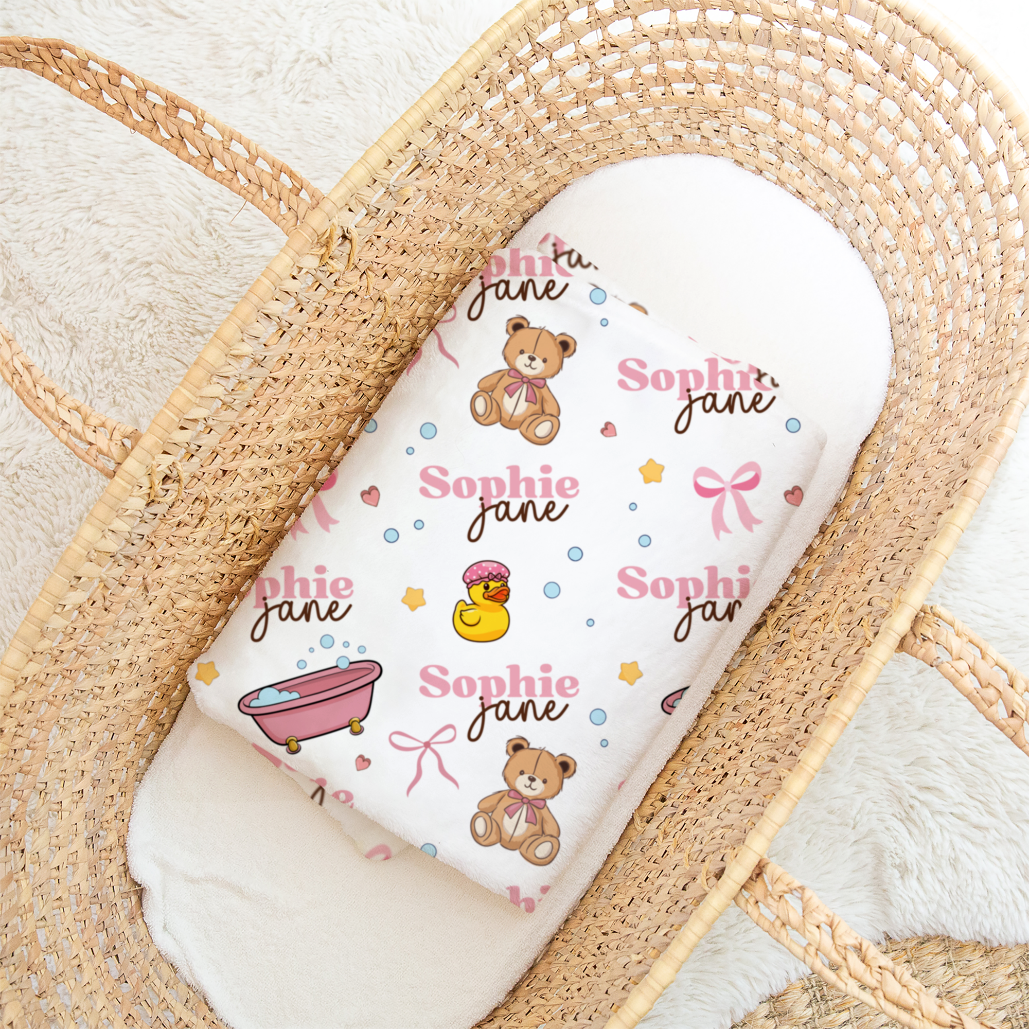Personalized Blanket in Bathtime Besties