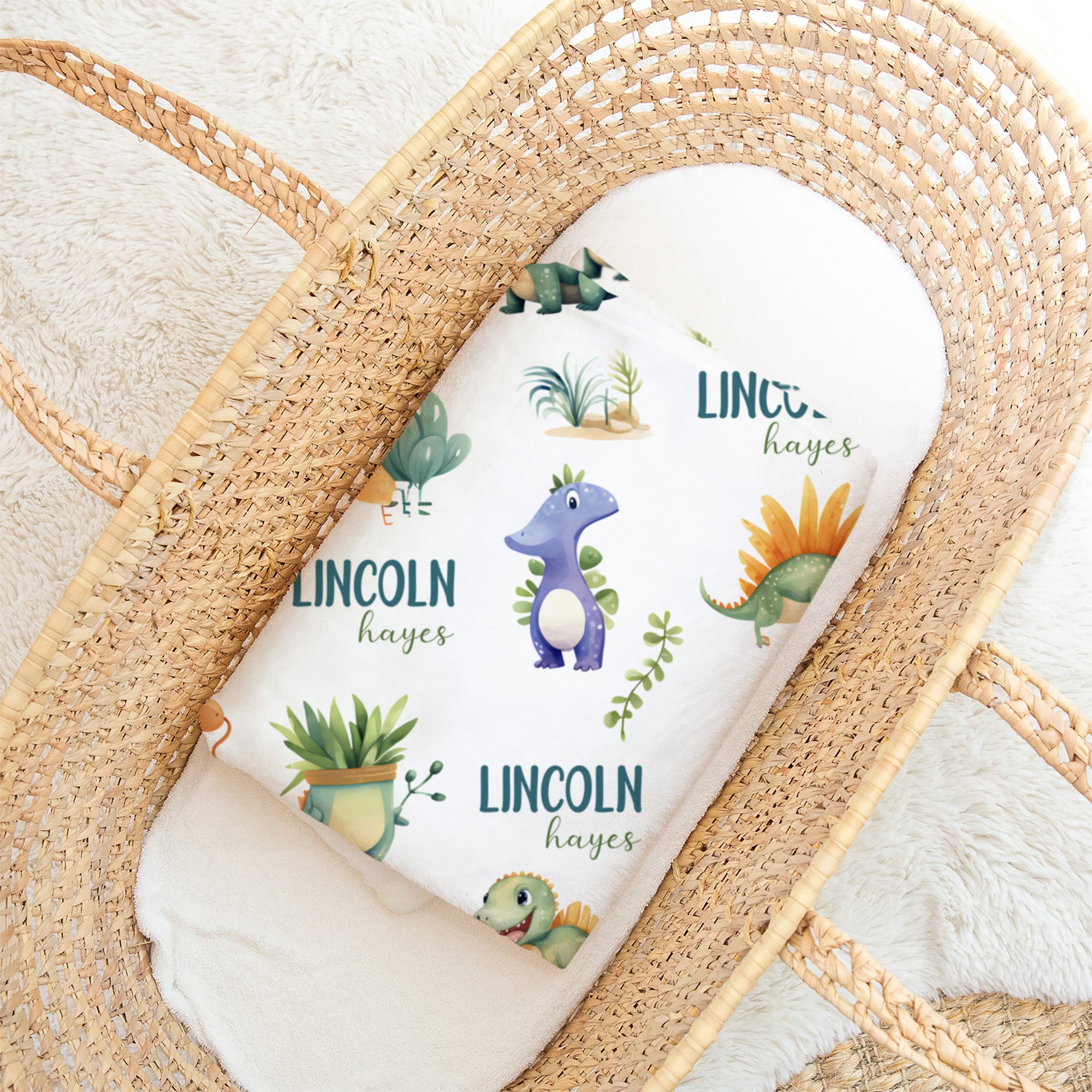 Personalized Blanket in Dinosaur Boy