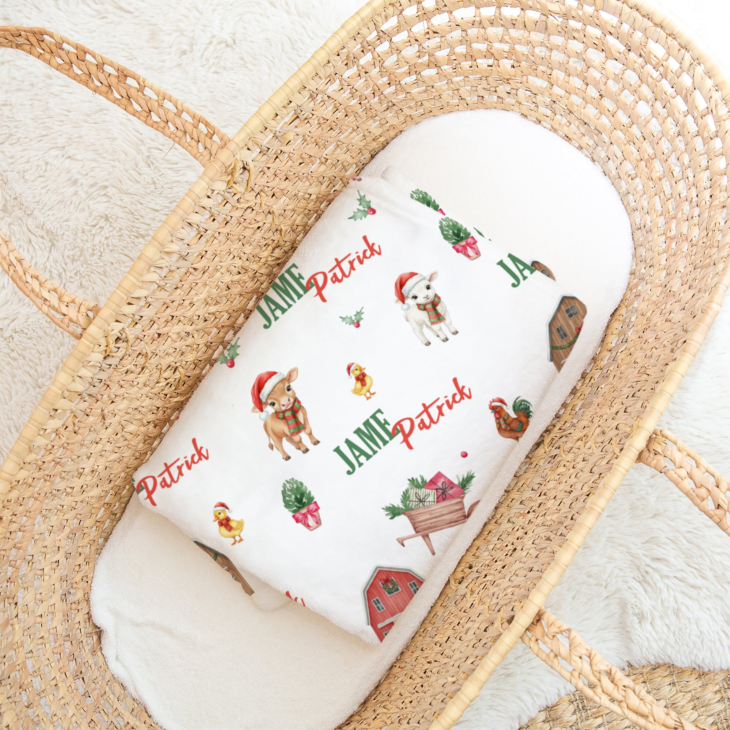 Personalized Blanket in Xmas Farm