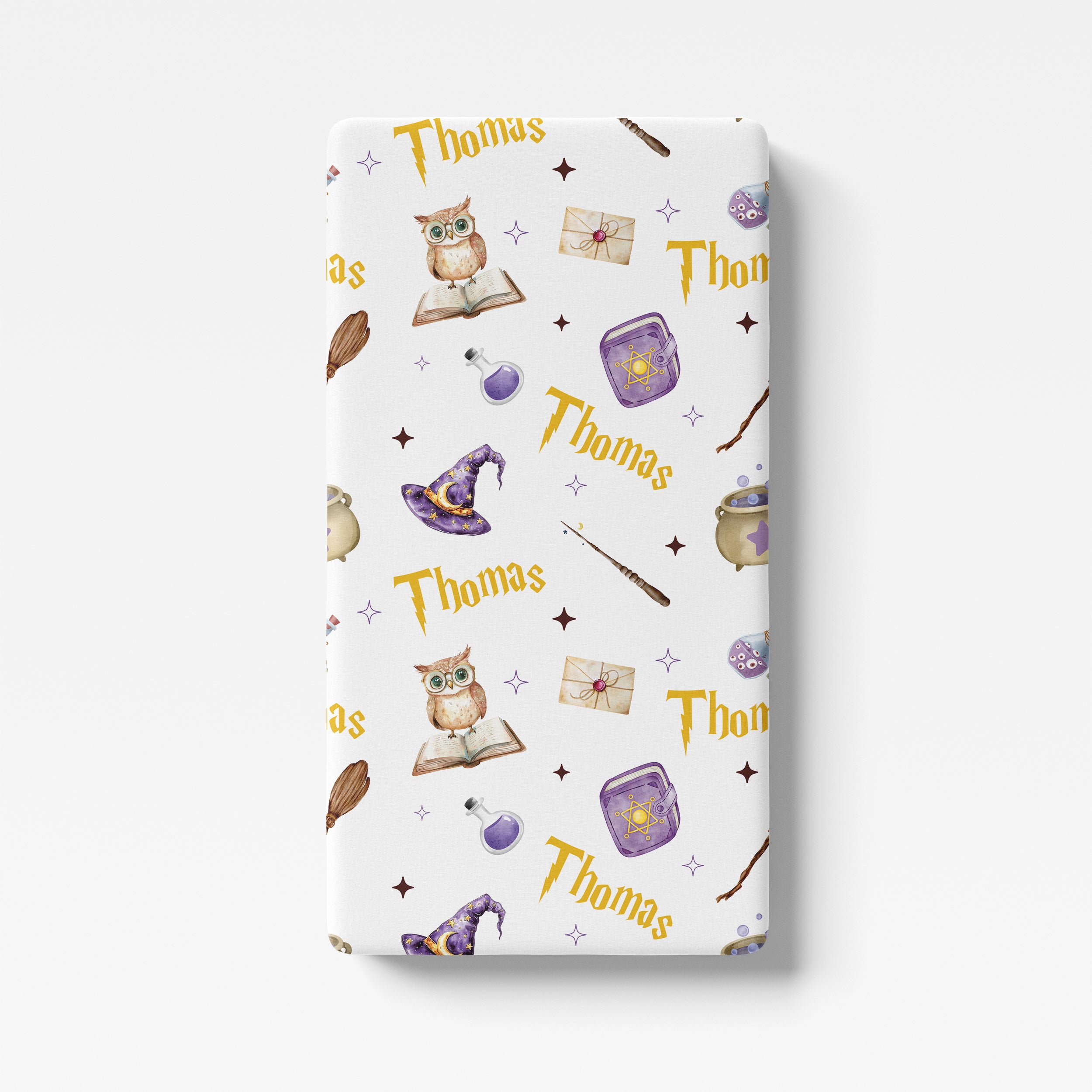 Personalized Crib Sheet in Wizard School