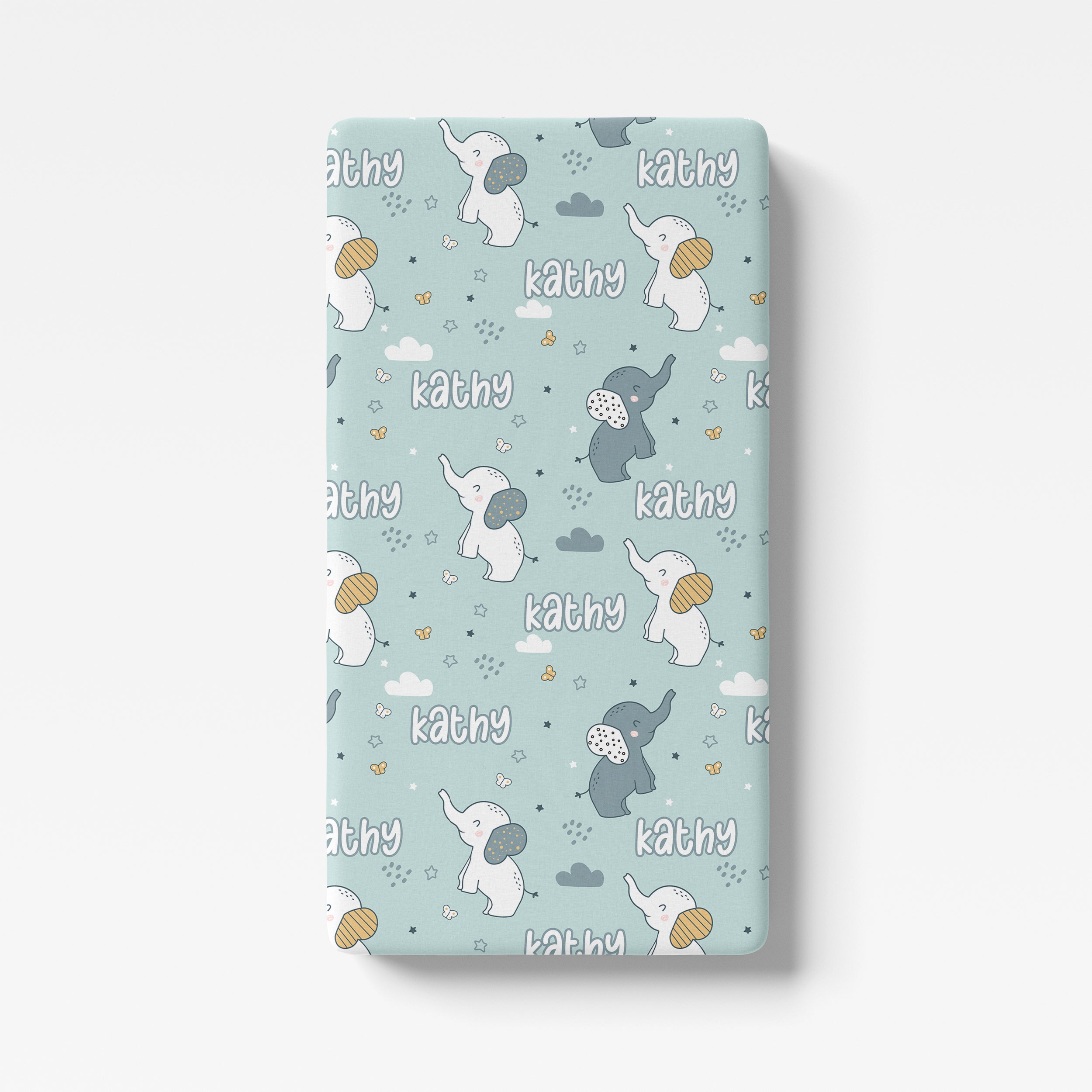 Personalized Crib Sheet in Elephant
