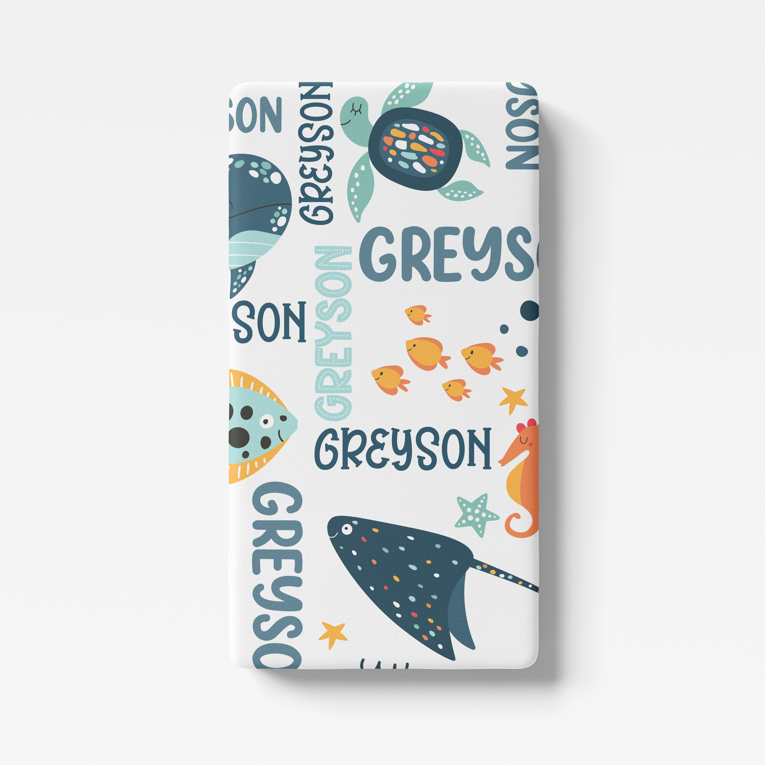 Personalized Crib Sheet in Ocean Animals