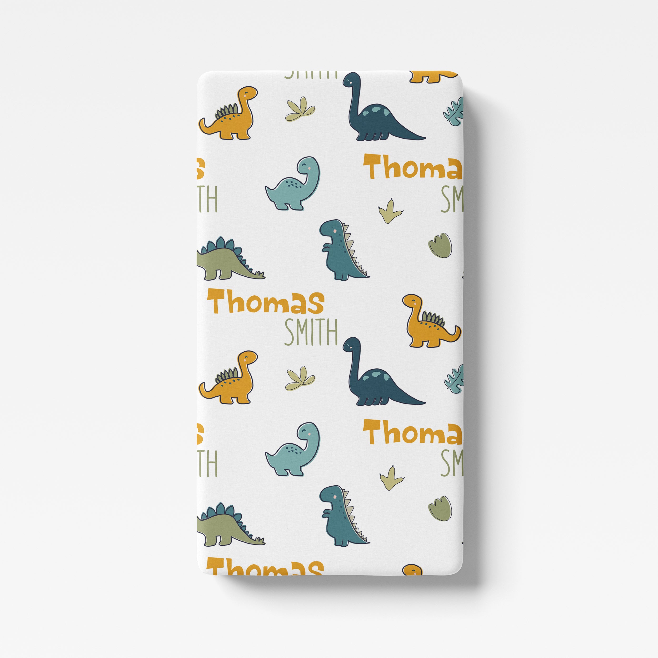 Personalized Crib Sheet in Mini Dinosaur