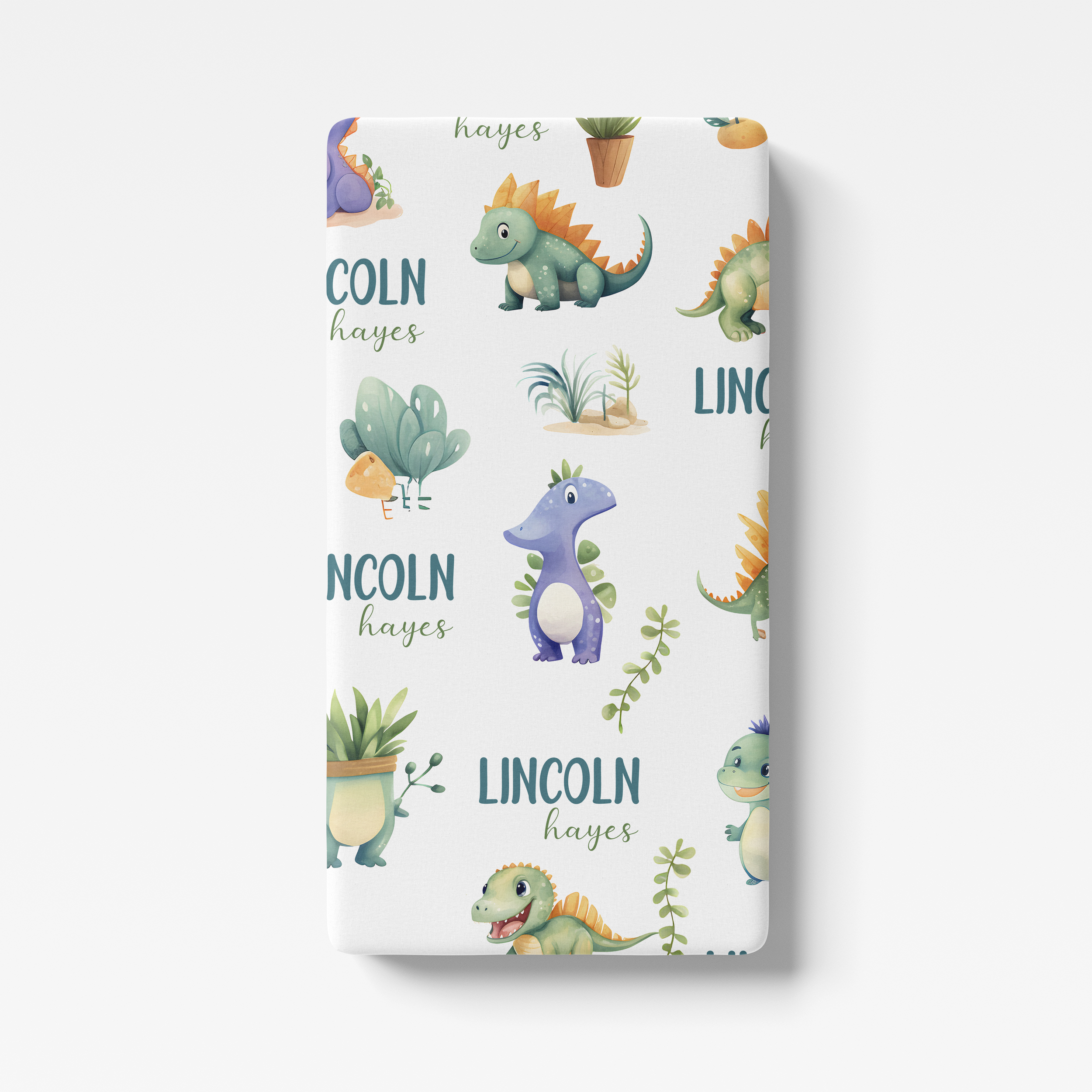 Personalized Crib Sheet in Dinosaur Boy