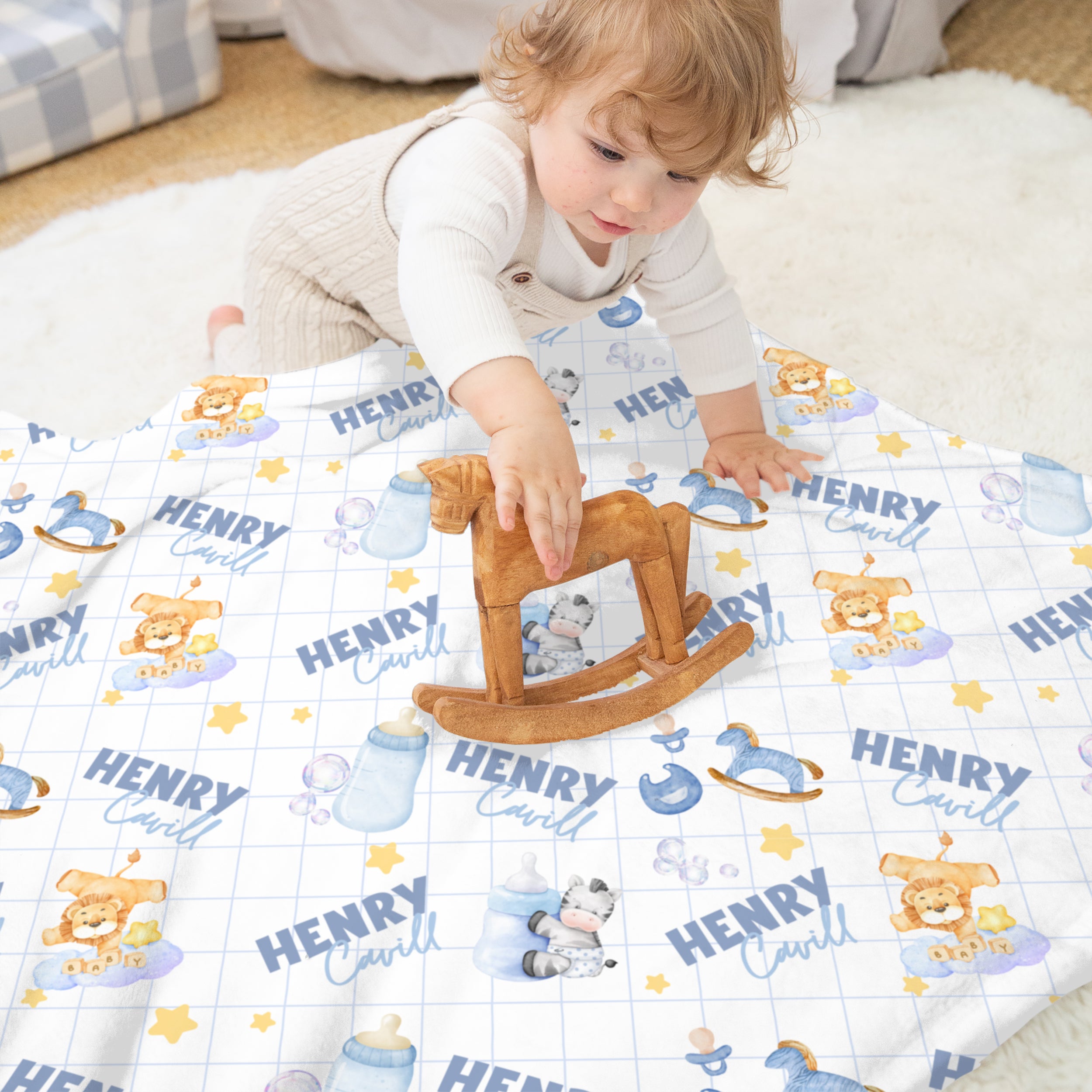 Personalized Blanket in Blue Milk Drunk