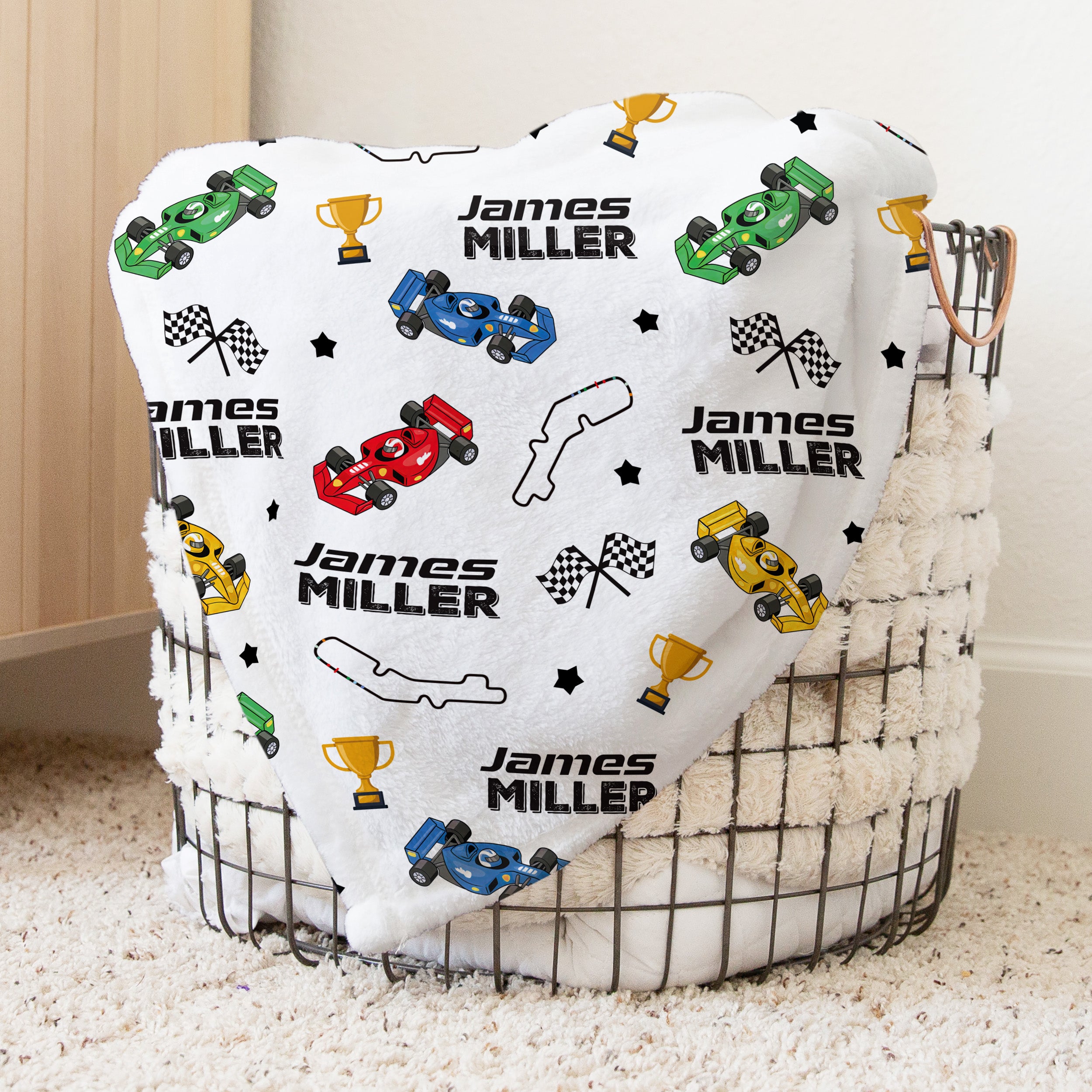 Pit Crew Personalized Kids Minky Blanket