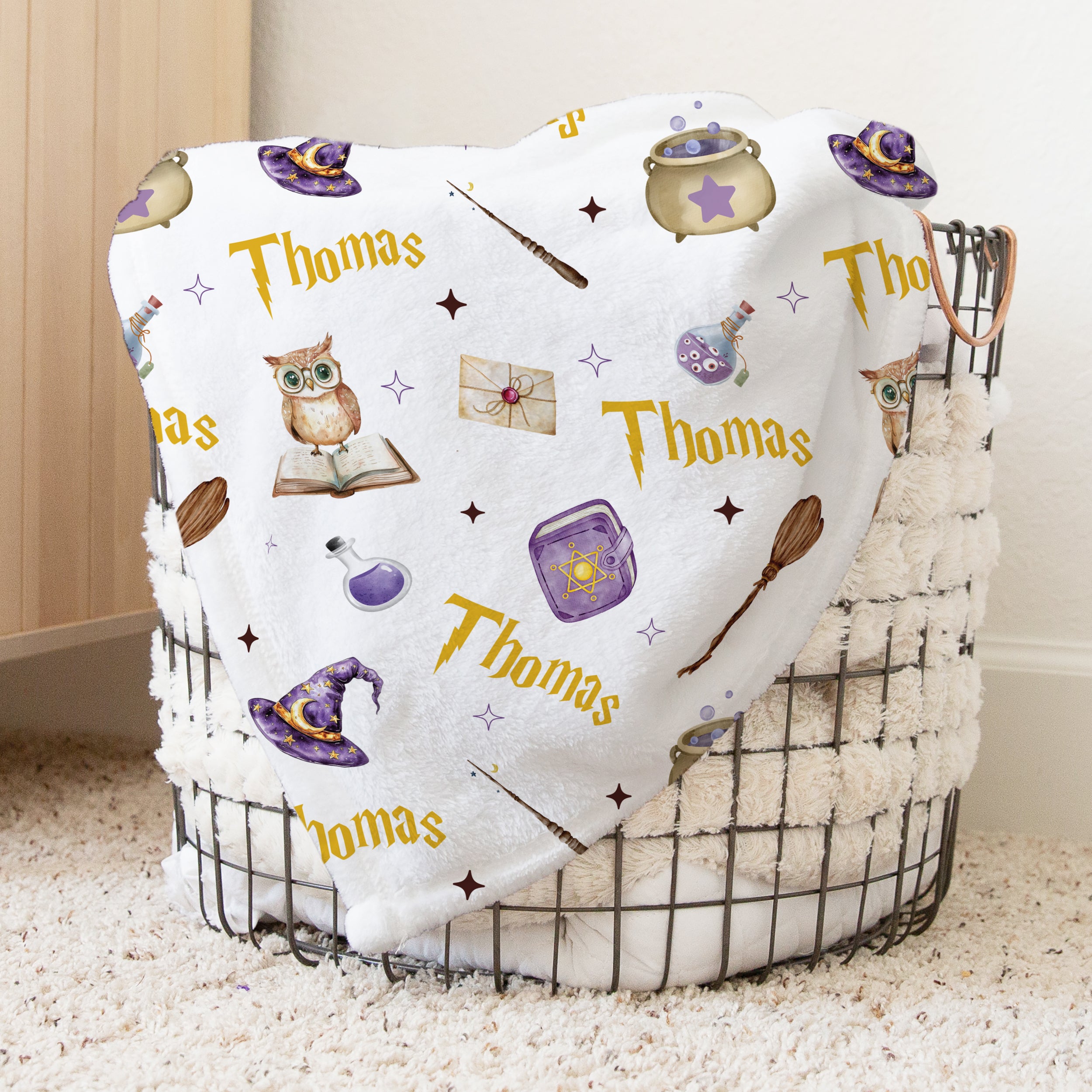 Wizard School Personalized Kids Minky Blanket
