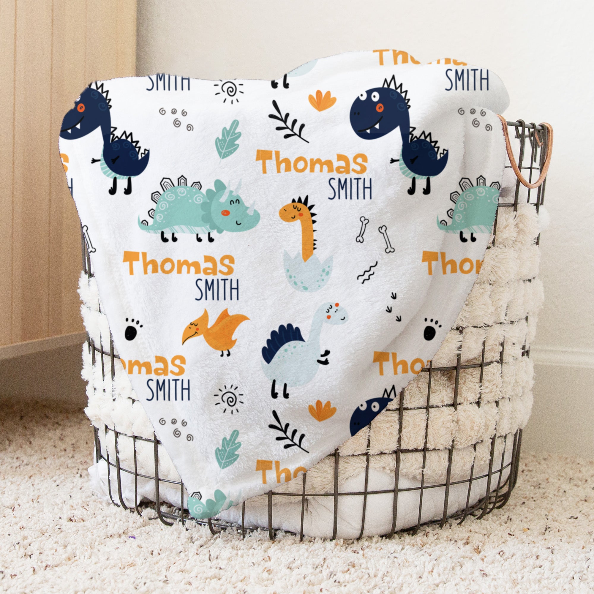 Personalized Blanket in Cute Dinosaur