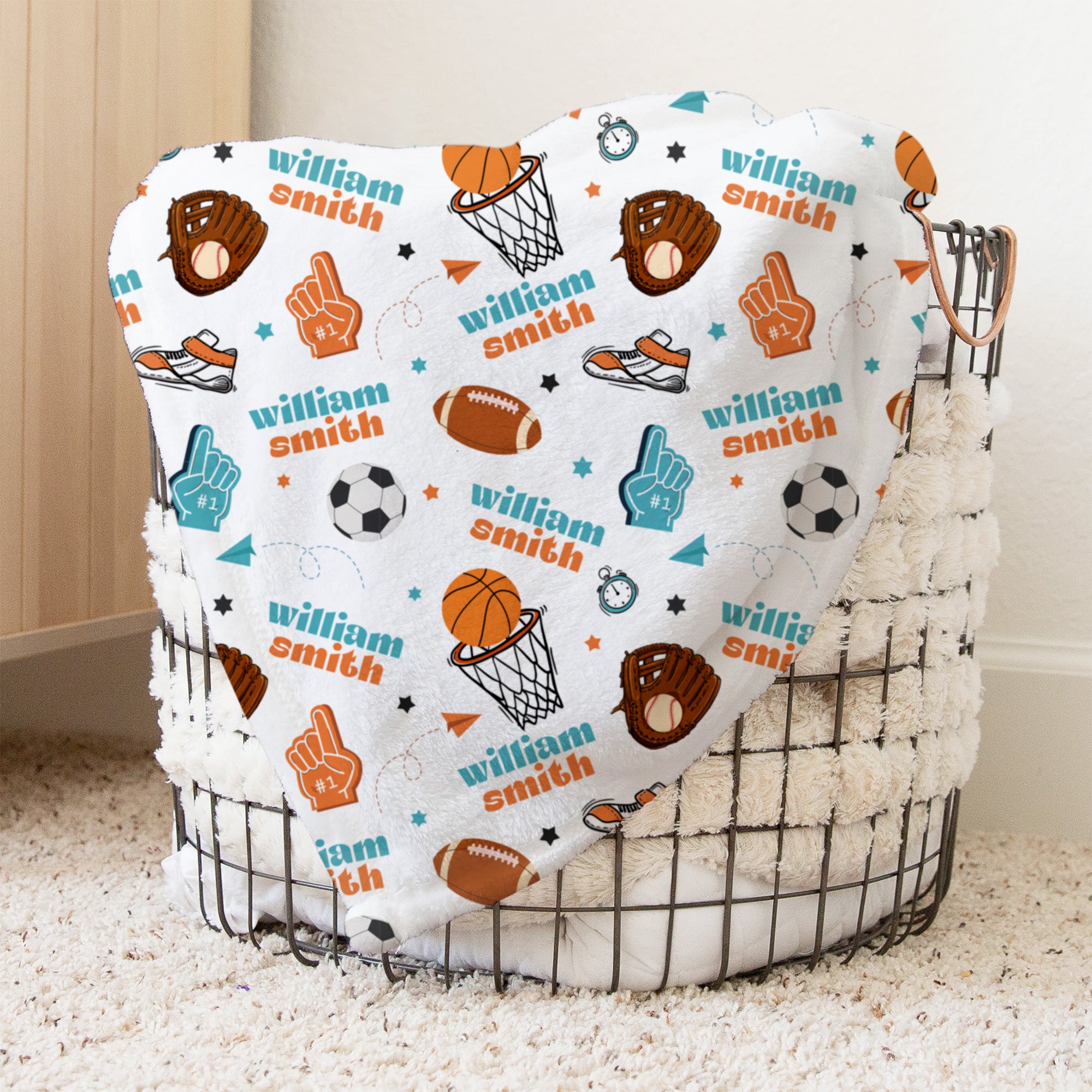 Half Time Personalized Kids Blanket Minky Blanket