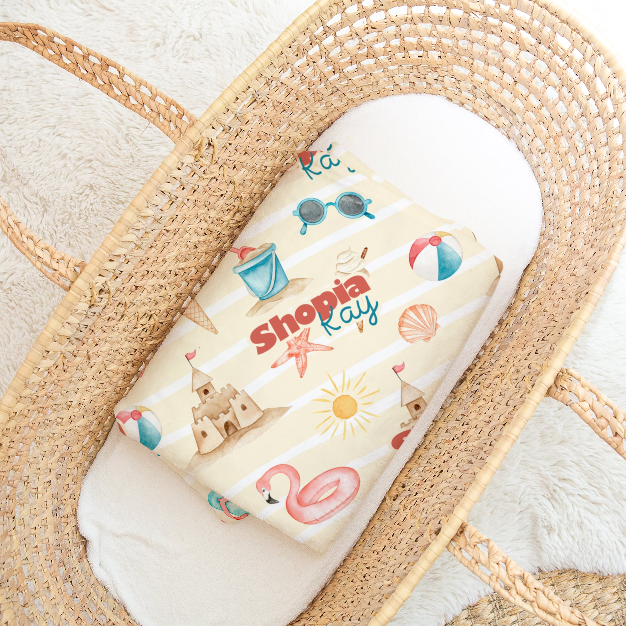 Personalized Blanket in Summer Beach