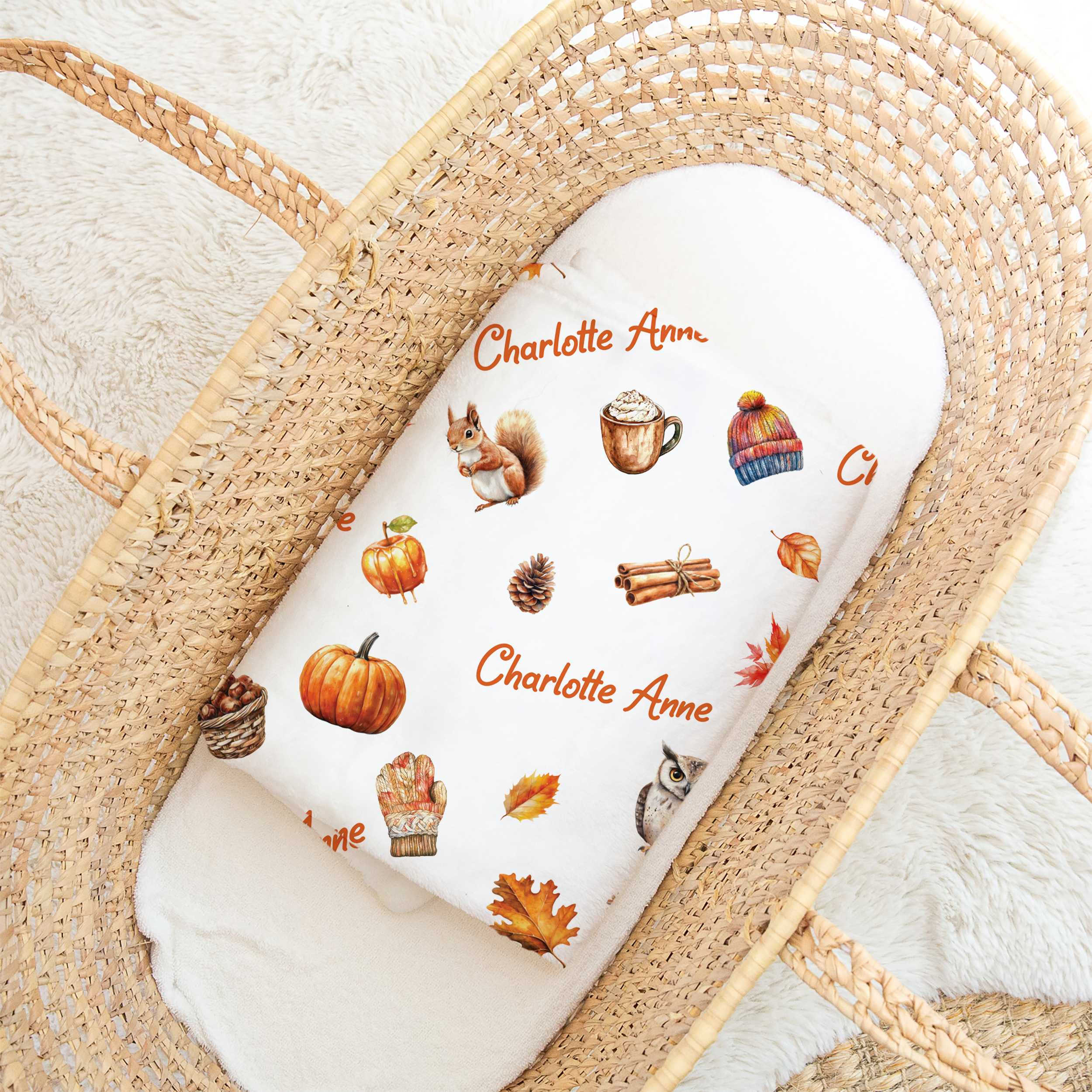 Personalized Blanket in Fall Cottage