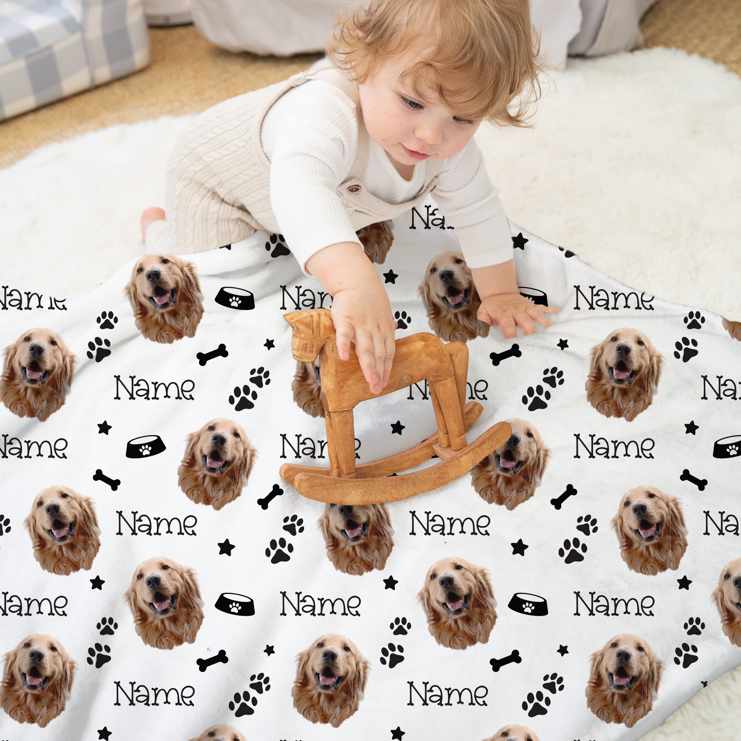 Personalized Blanket in Custom Dog Portrait