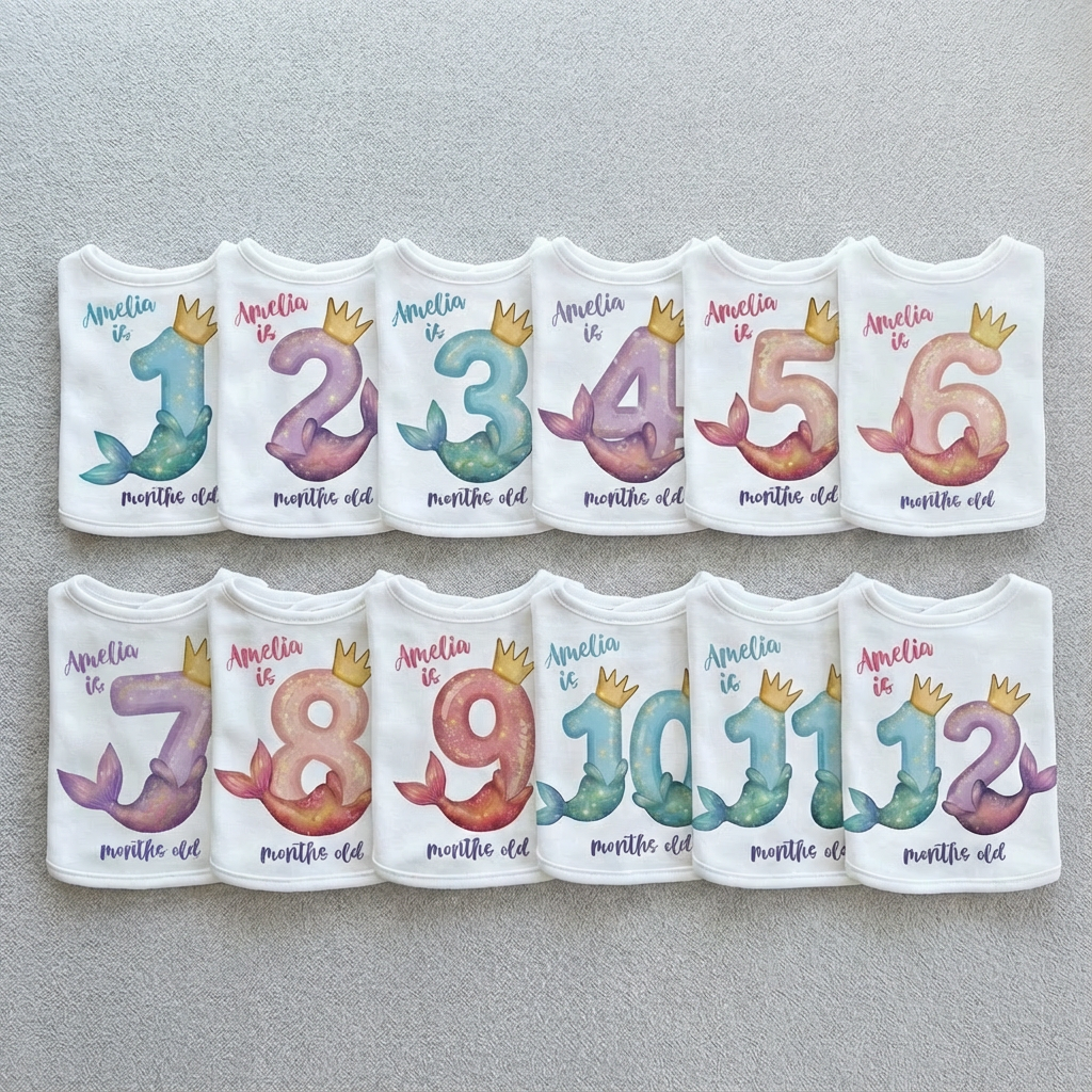 Personalized Milestone Bib in Little Mermaid