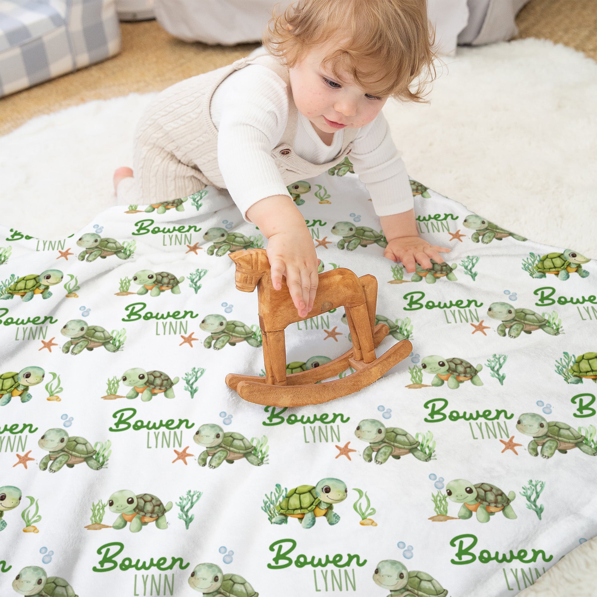 Personalized Blanket in Sea Turtle