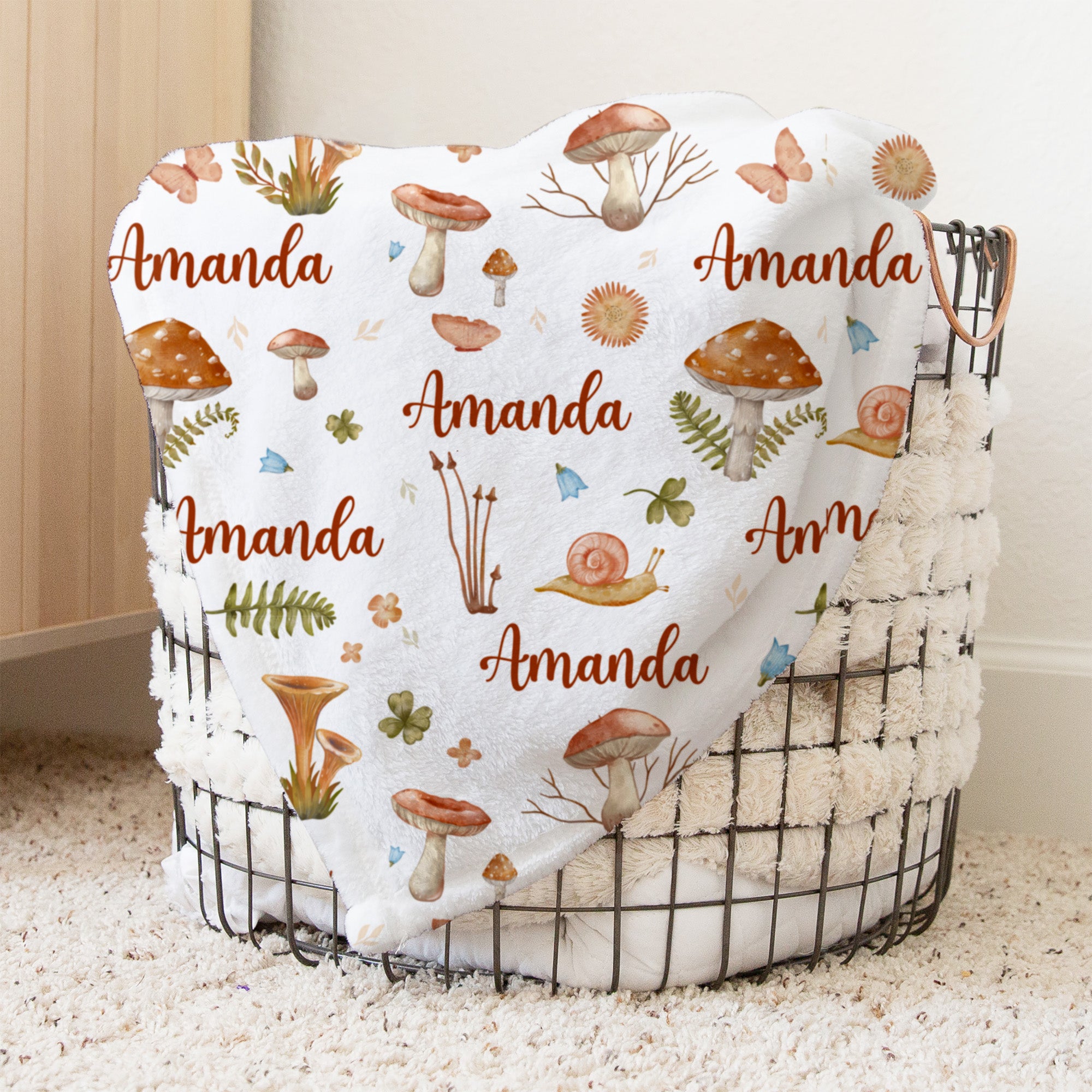 Mushroom Personalized Minky Blanket