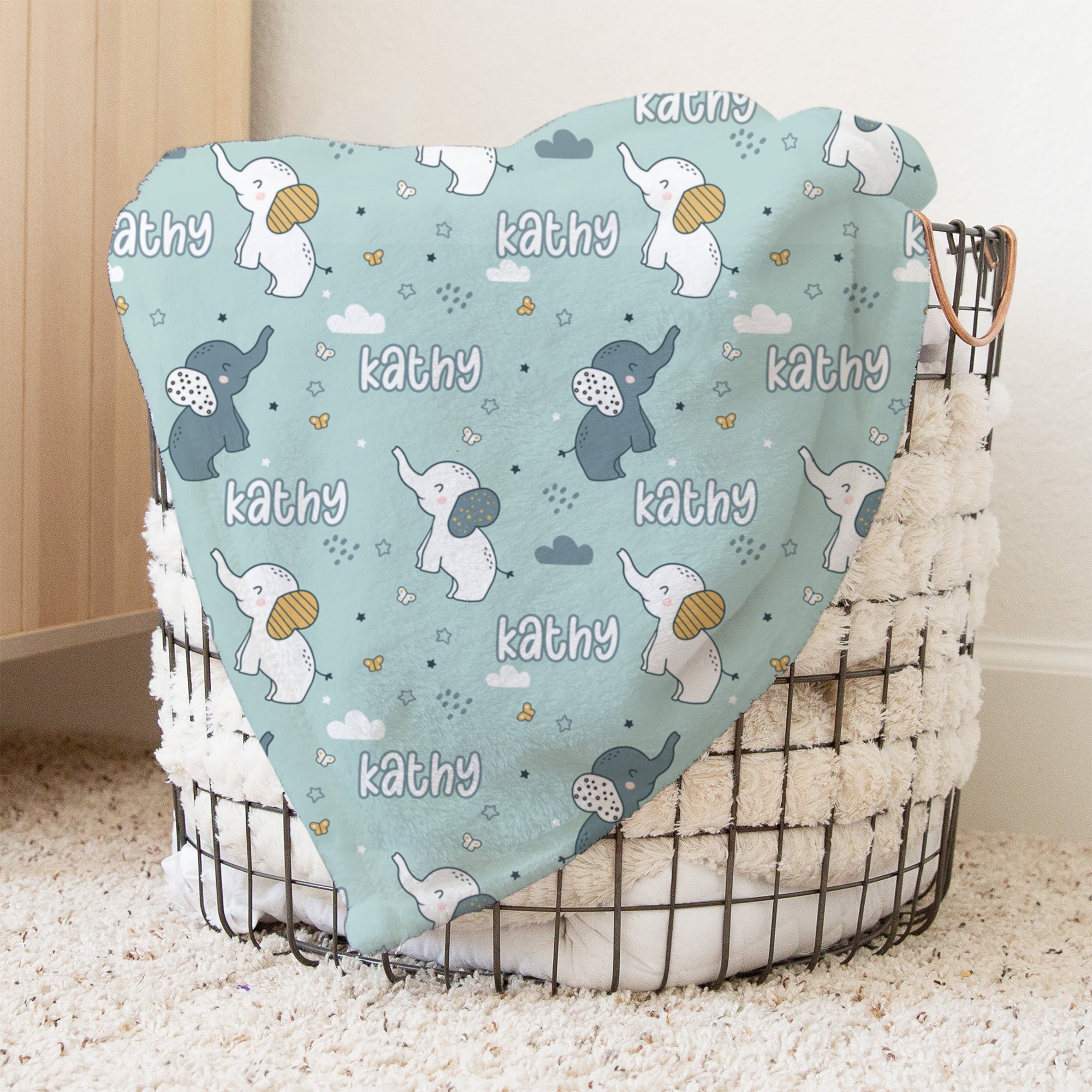 Elephant Personalized Minky Blanket