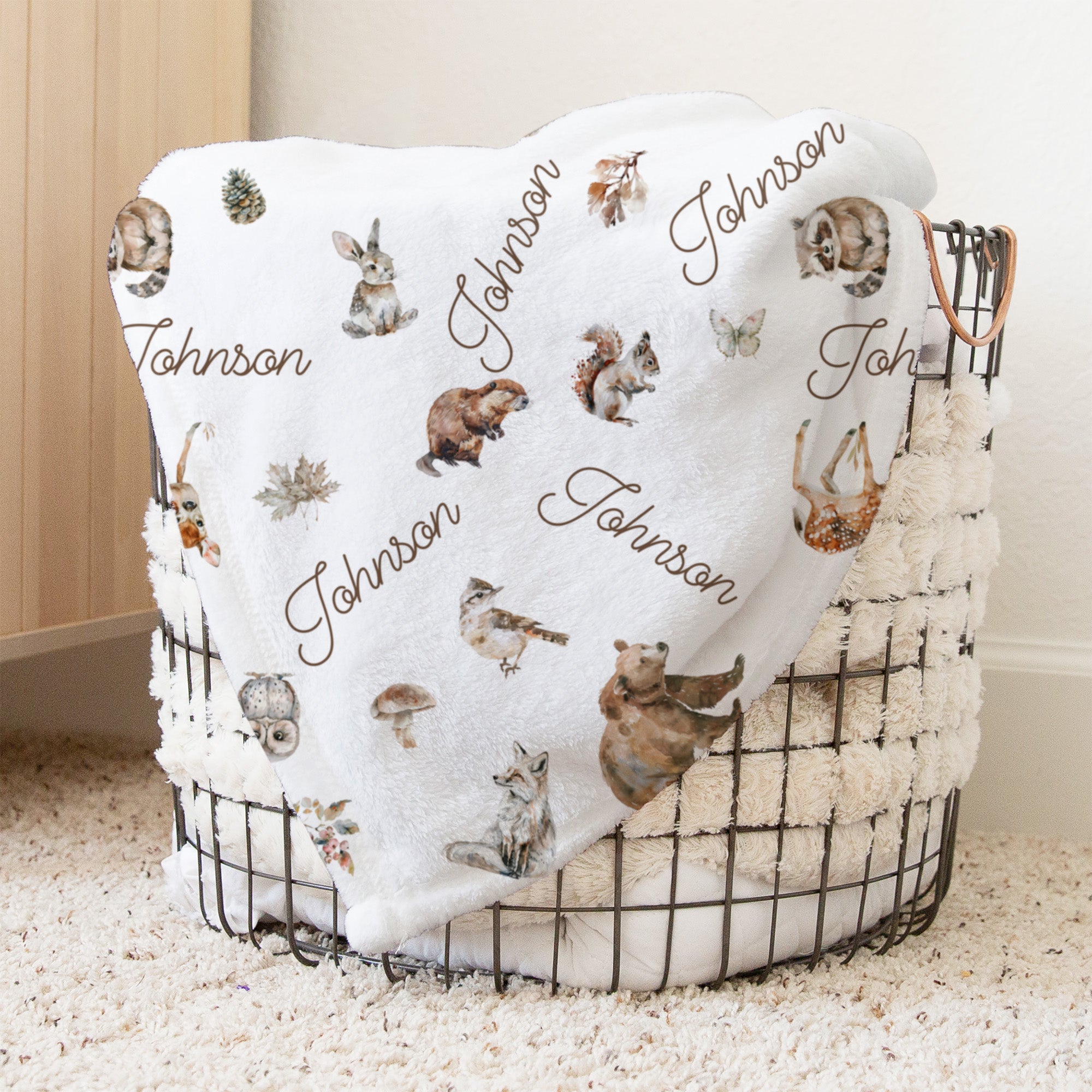 Woodland Animals Personalized Minky Blanket