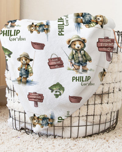 Personalized Blanket in Bear Fishing