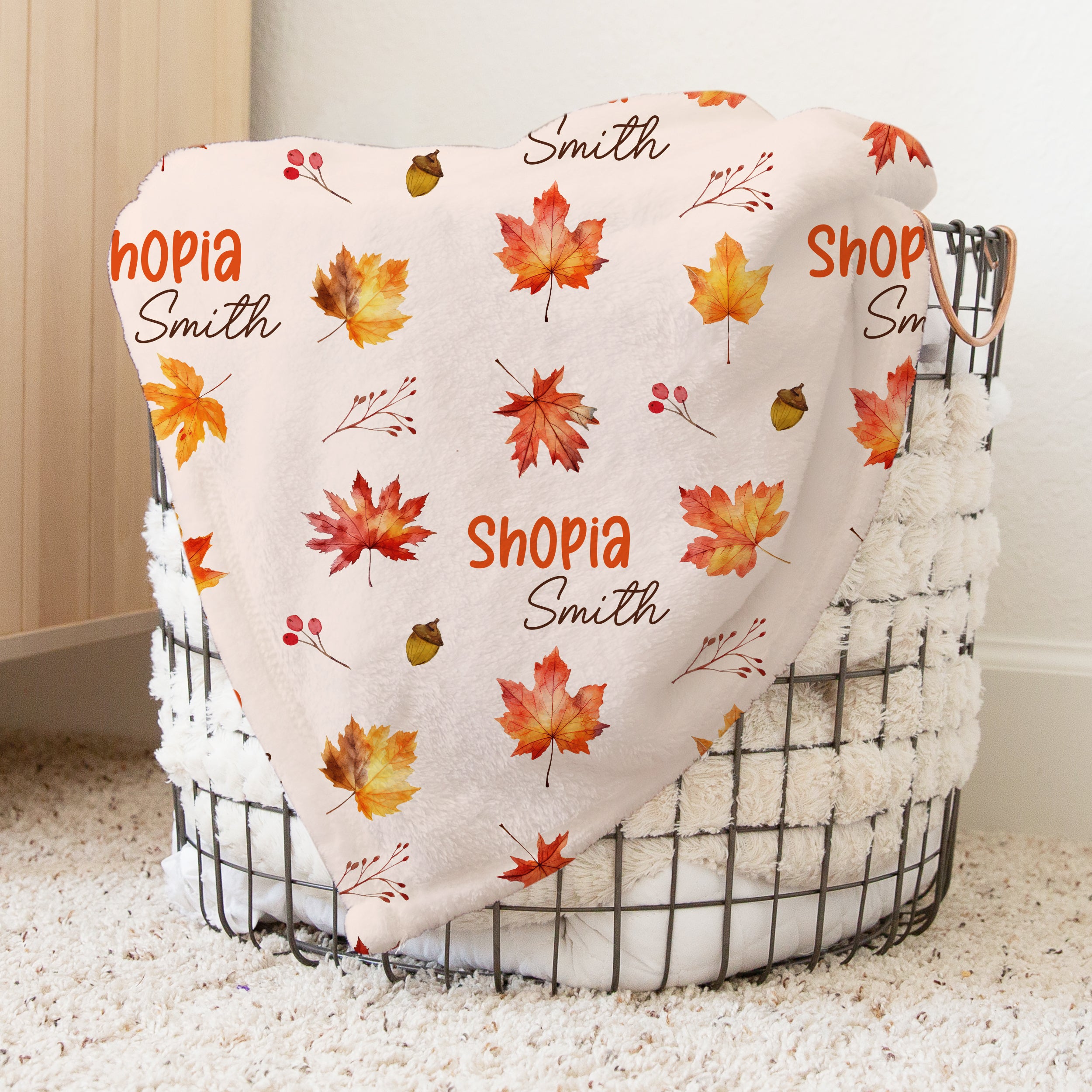 Autumn Leaves Personalized Minky Blanket