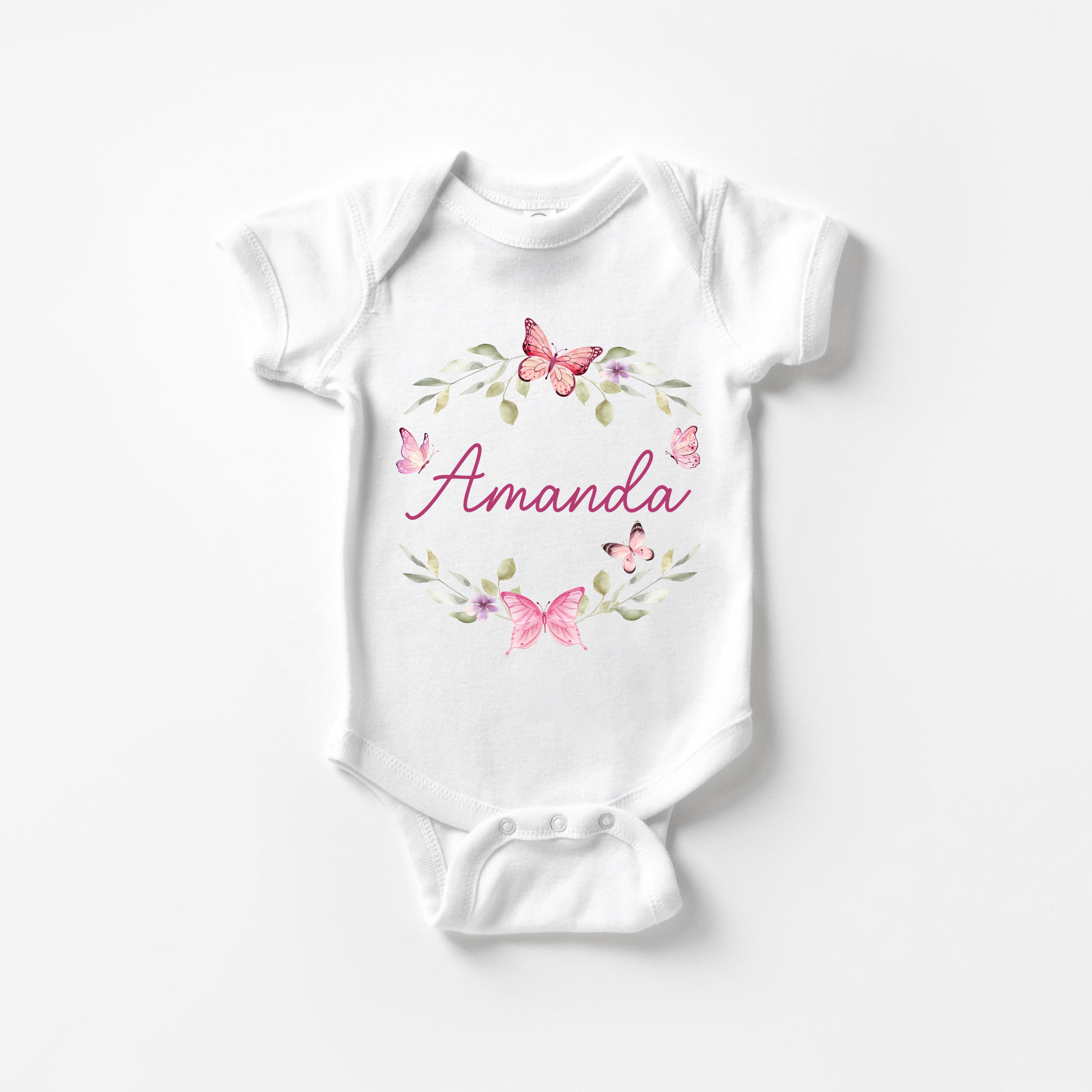 Personalized Bodysuit in Pink Butterfly
