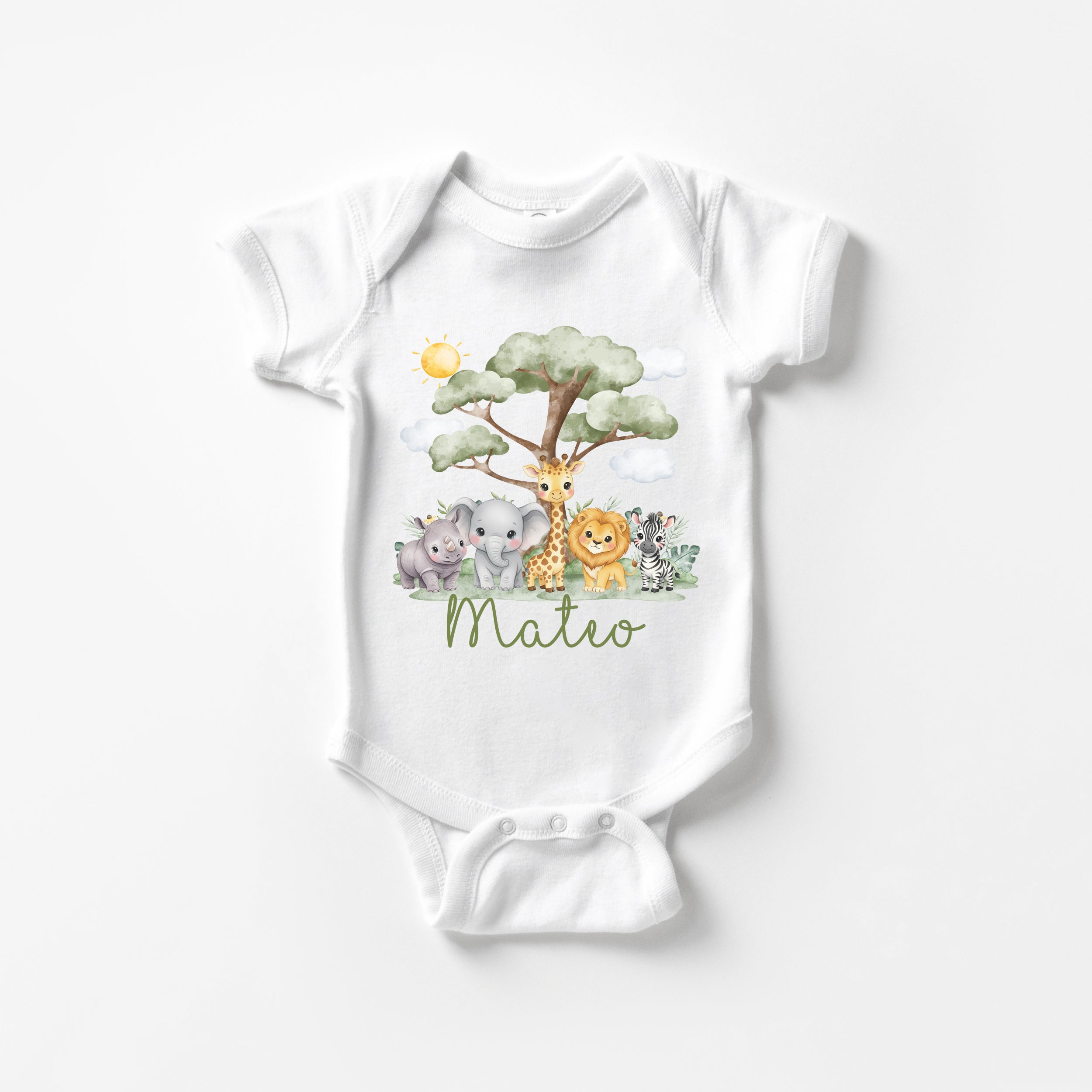 Personalized Graphic Bodysuit in Safari Animal
