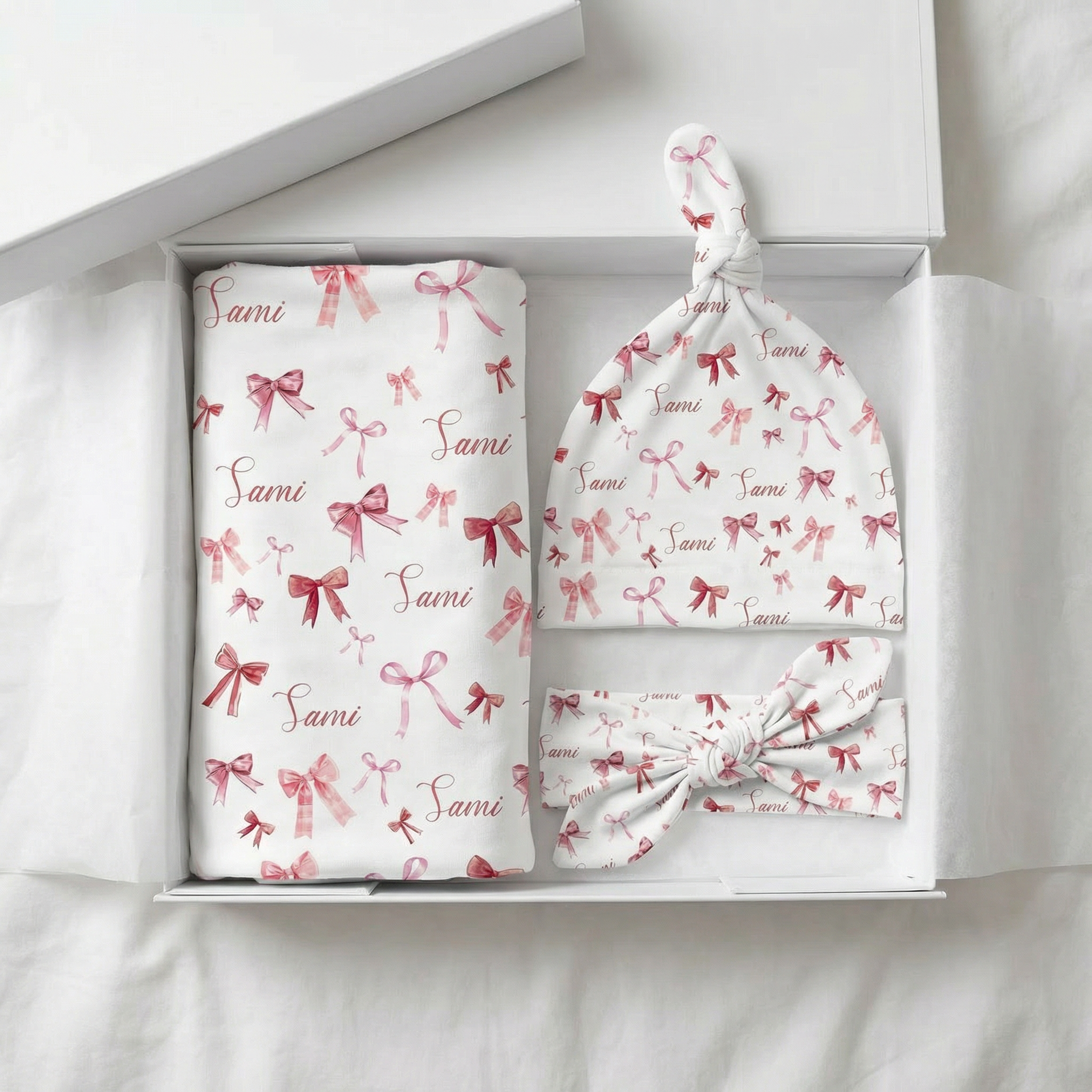 The Ultimate Baby Gift Set in White Coquette Bow