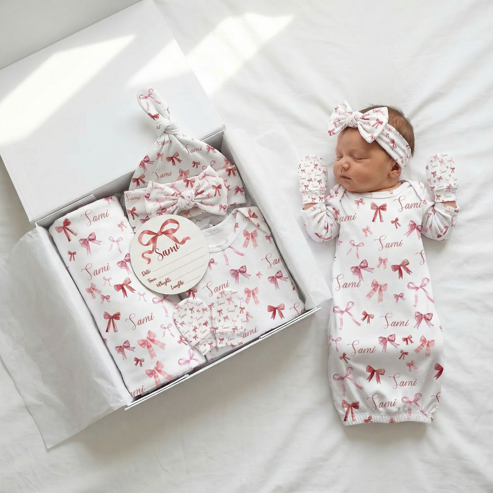 The Ultimate Baby Gift Set in White Coquette Bow