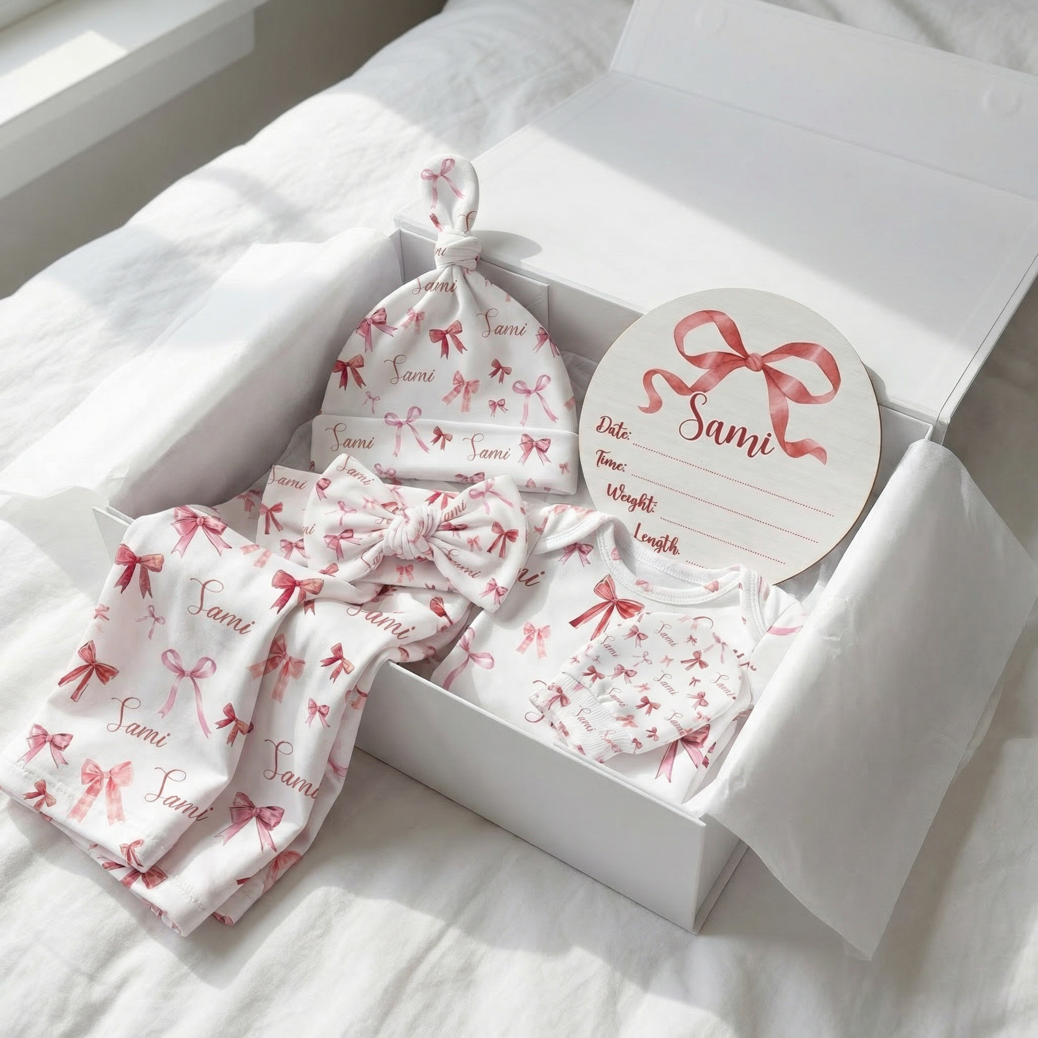The Ultimate Baby Gift Set in White Coquette Bow