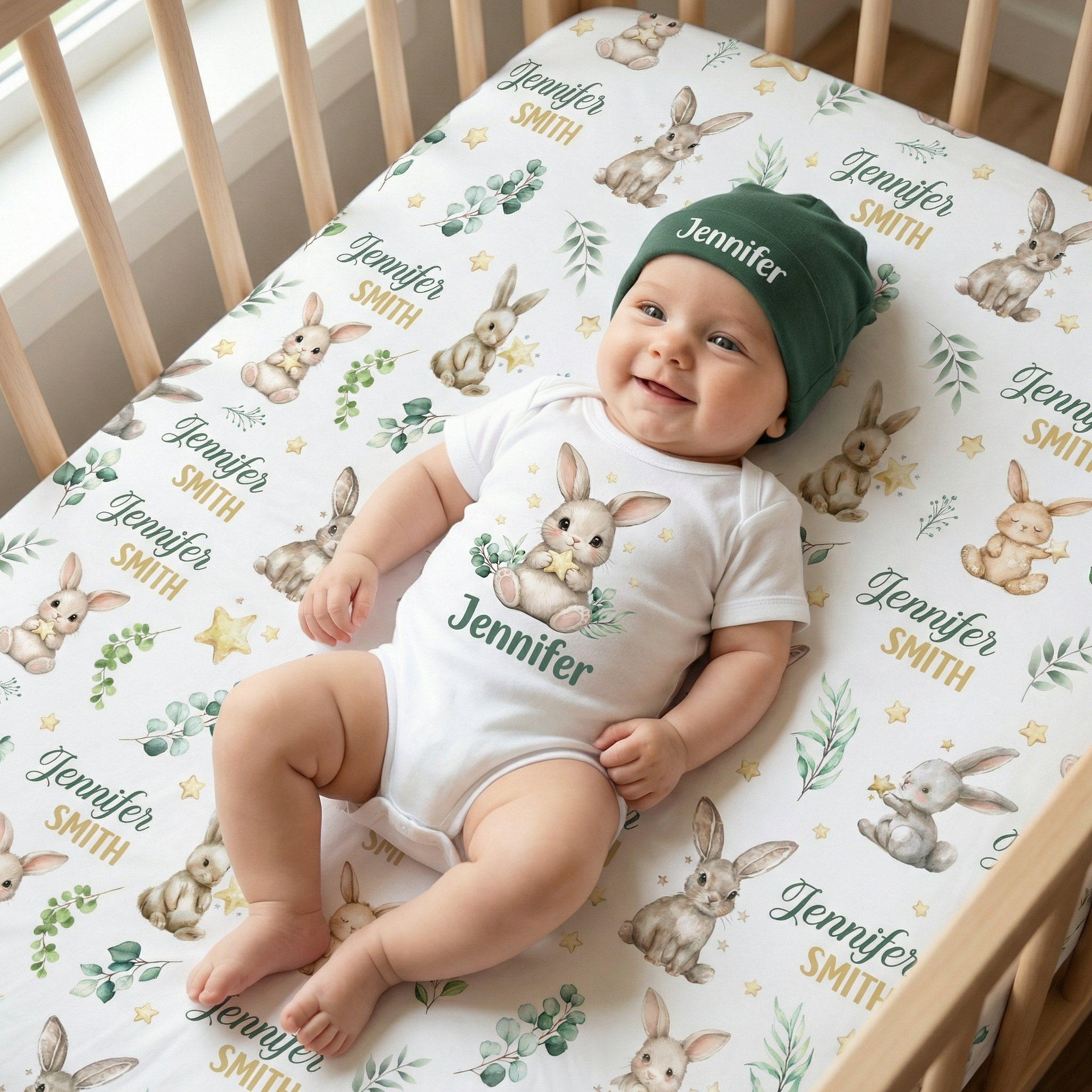 Personalized Graphic Bodysuit in Bunny Garden