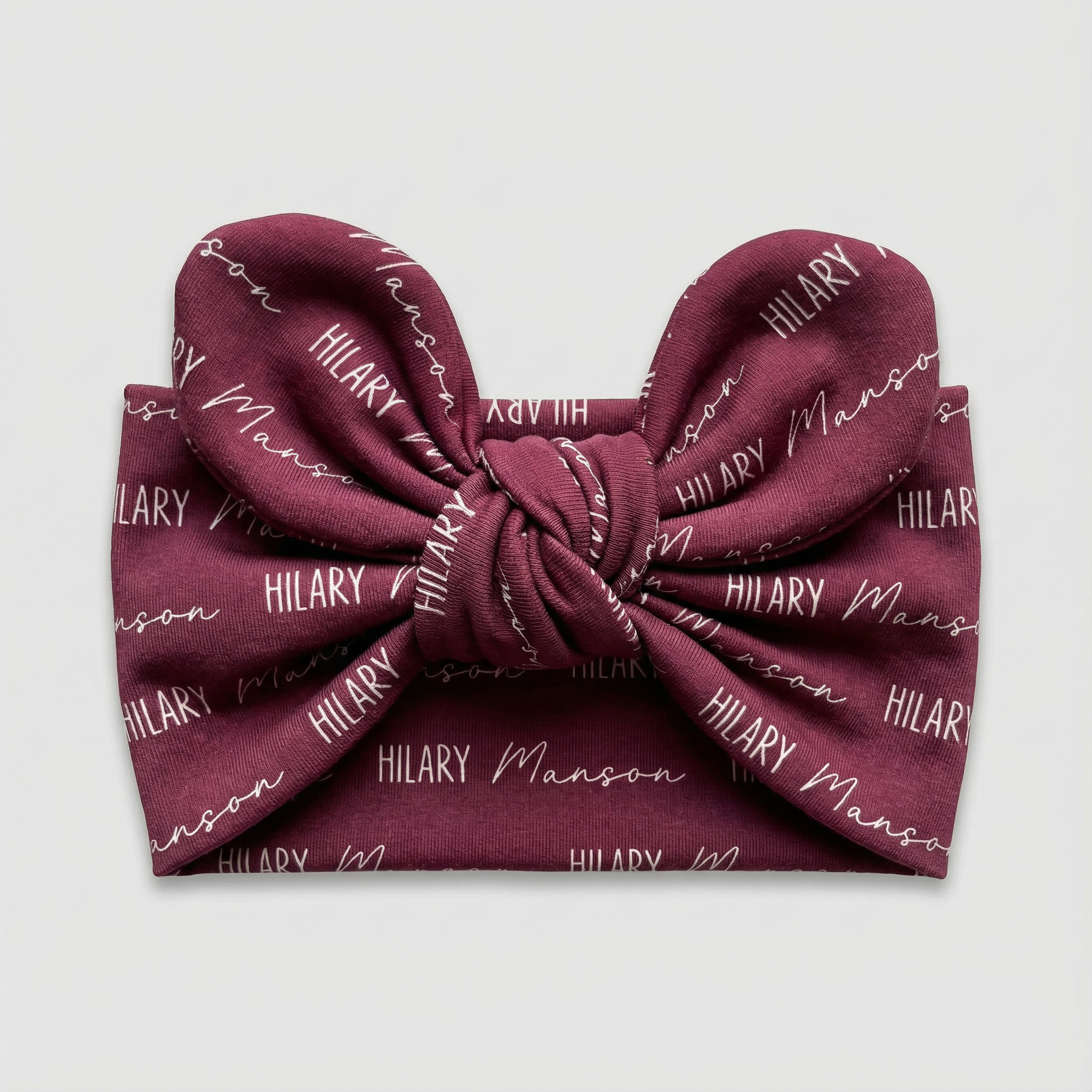 Personalized Knotted Headband Font Duo in Wine