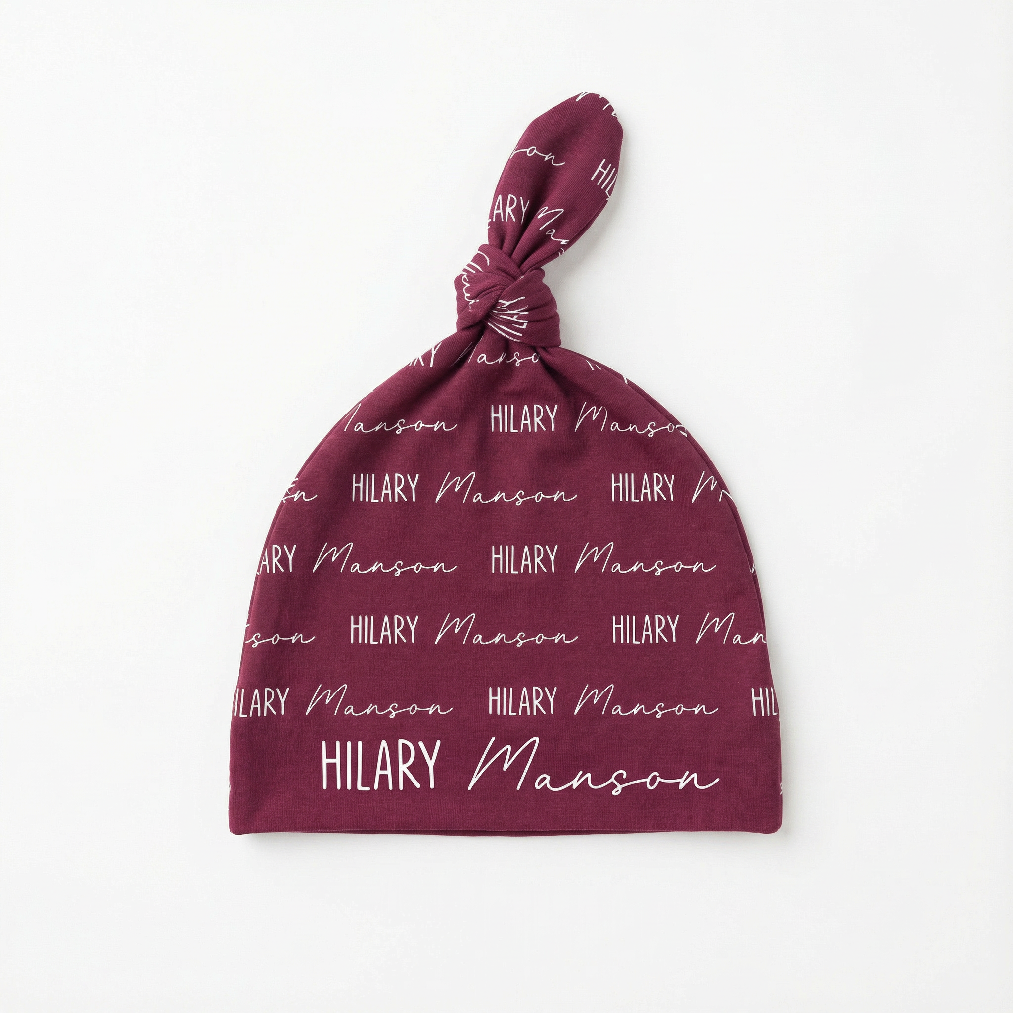 Personalized Knotted Hat Font Duo in Wine