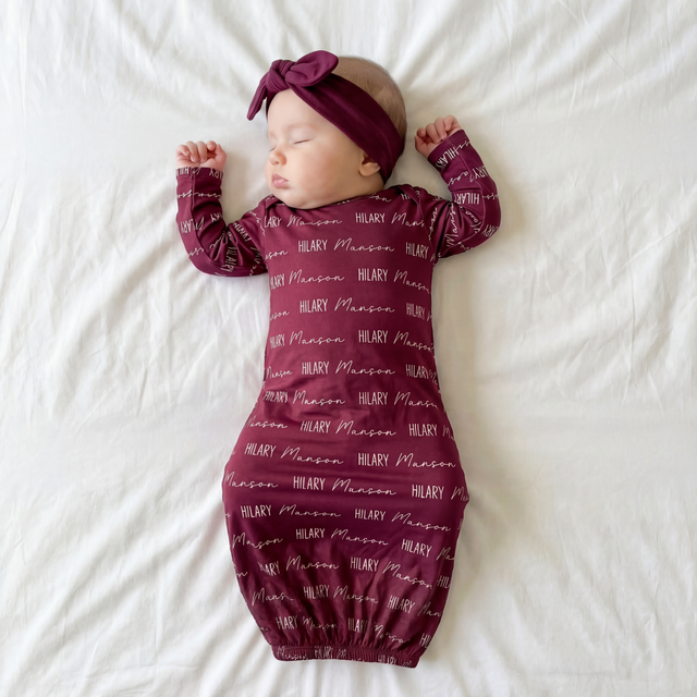 Personalized Sleep Gown in Wine
