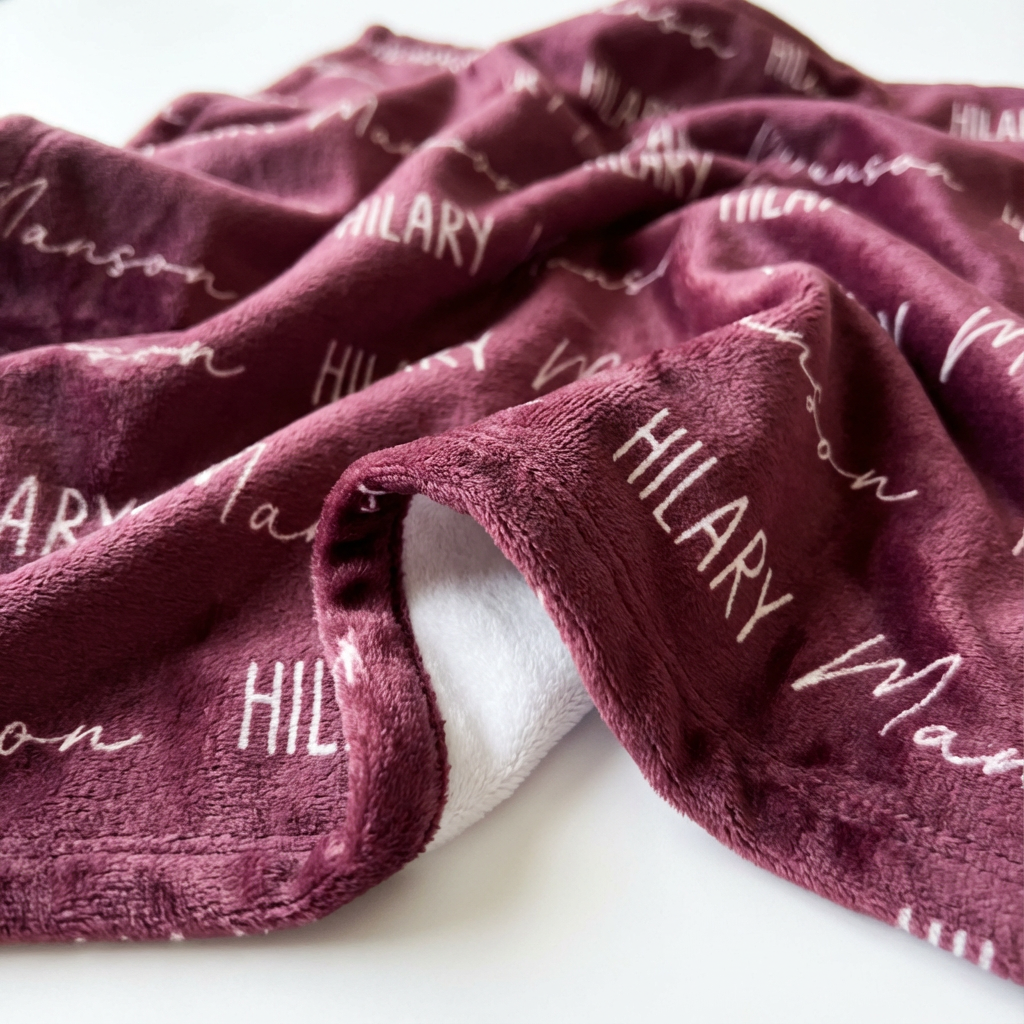 Personalized Minky Blanket Font Duo in Wine