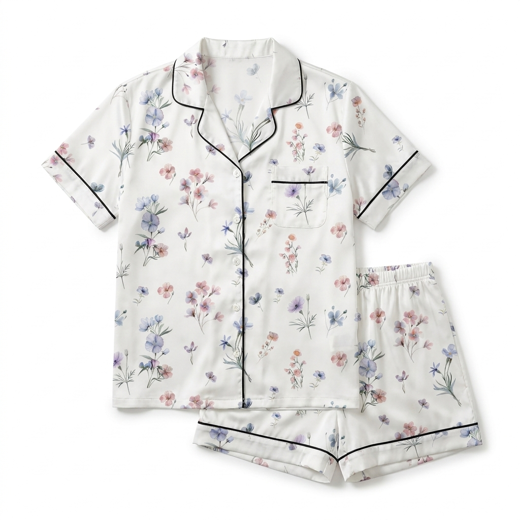 Short-Sleeved Women's Pajama Set in Pretty Wildflower