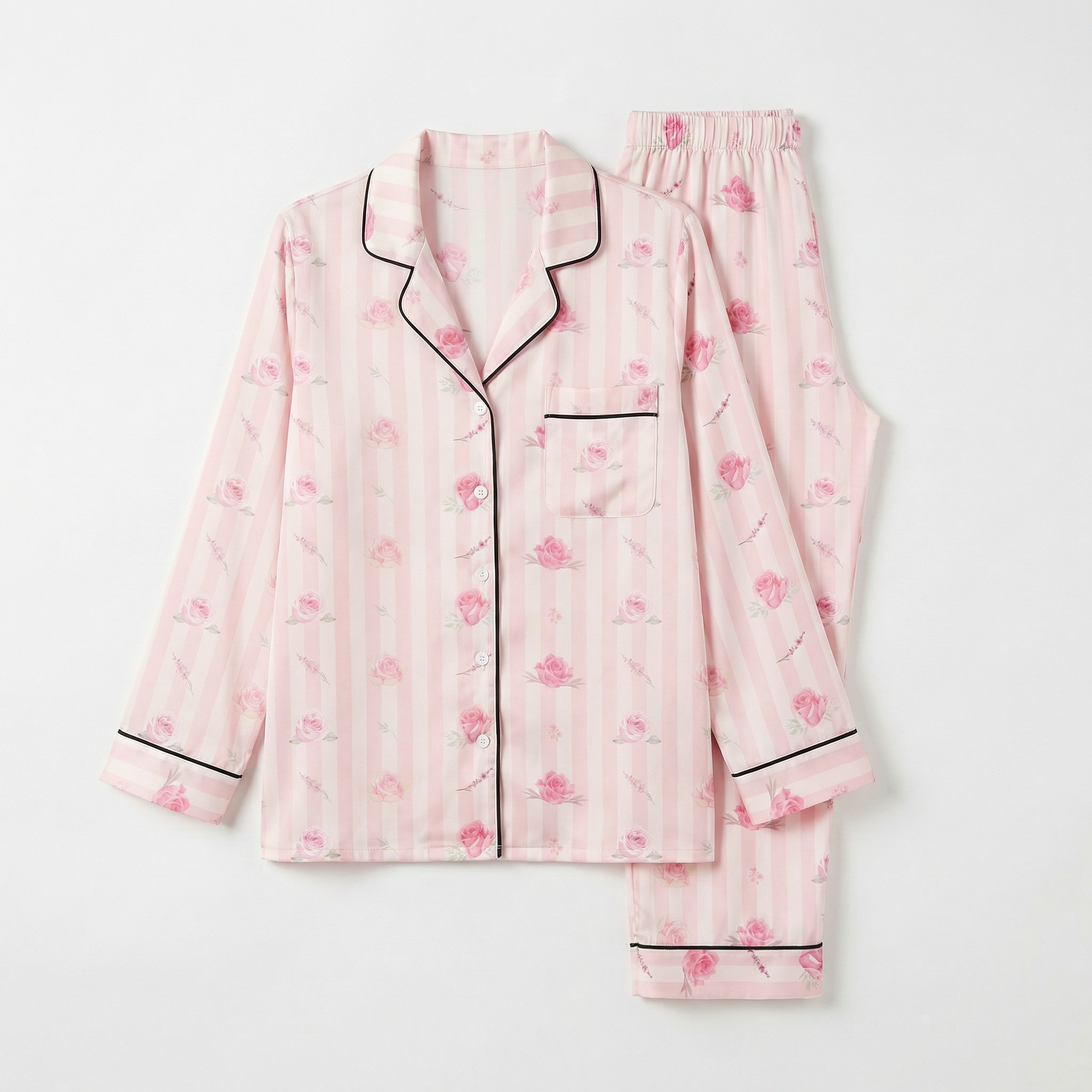 Long-Sleeved Women's Pajama Set in Rosy